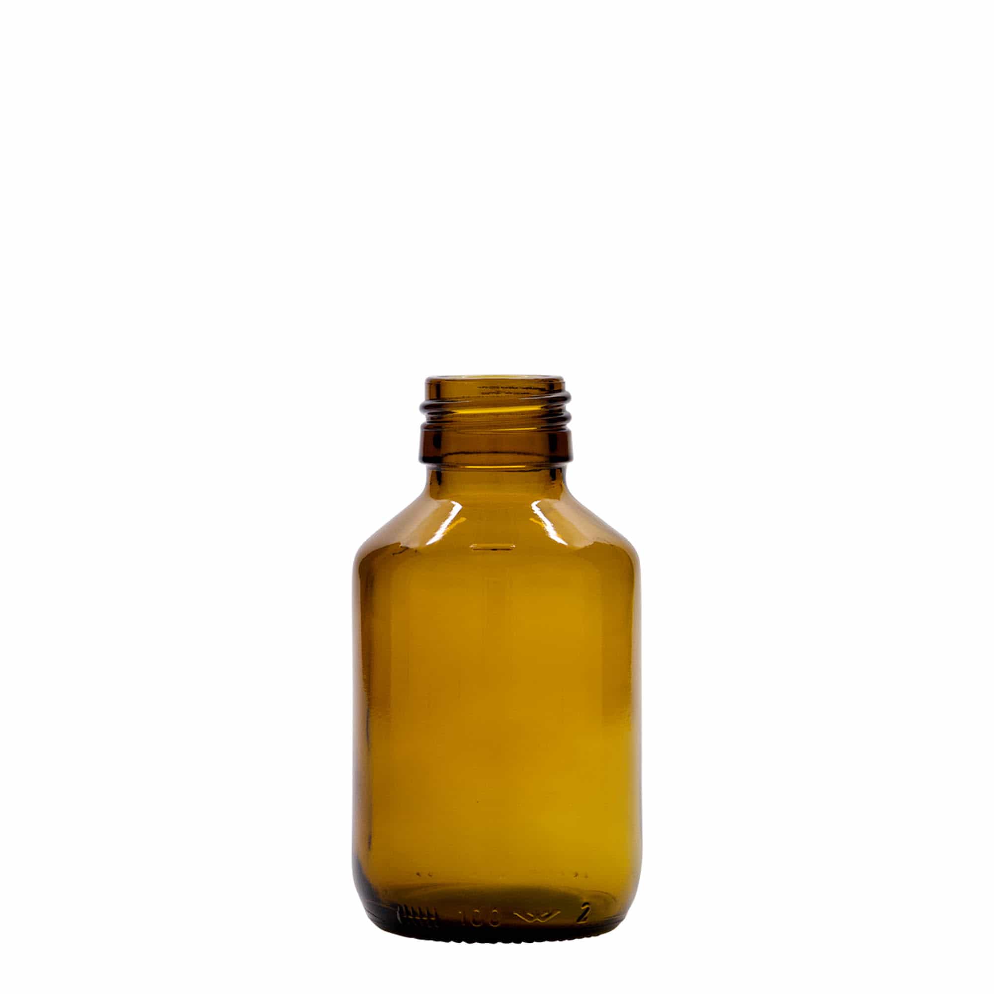 100 ml medicinska bočica, smeđa, staklo, grlo: PP 28
