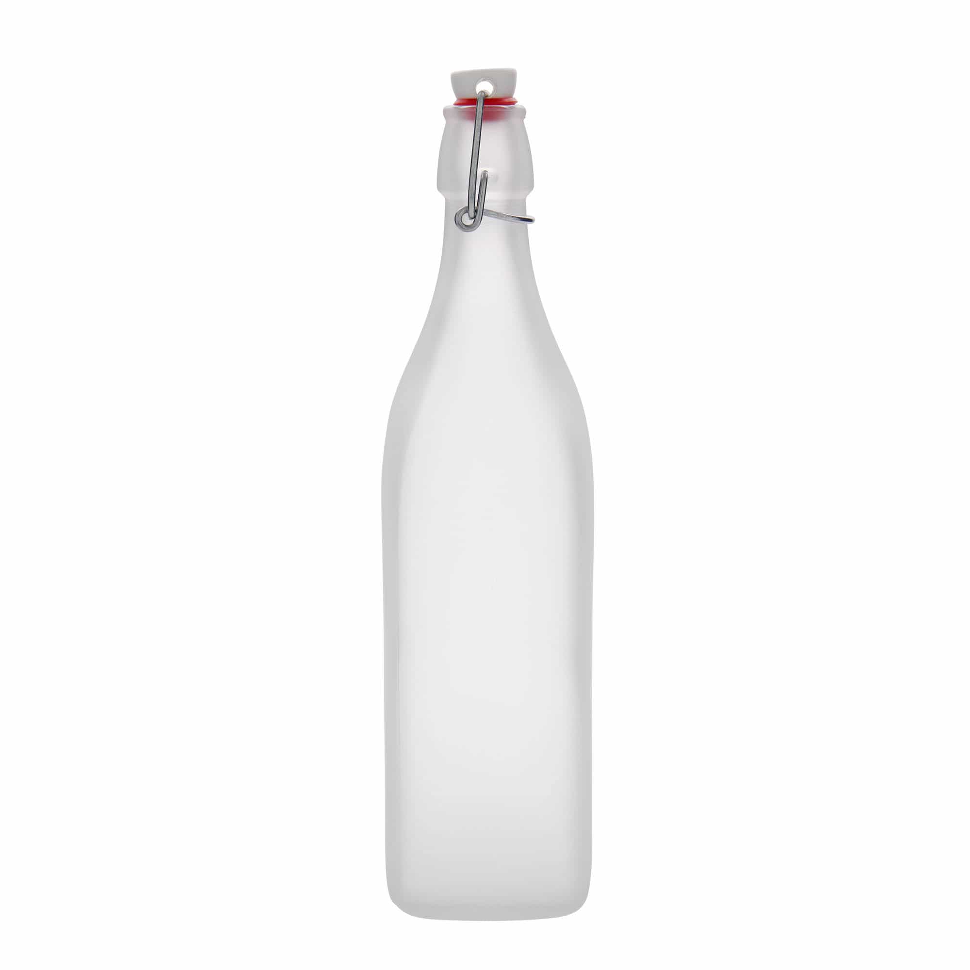 Staklena boca 1000 ml 'Swing', kvadratna, bijela, otvor: mehanički zatvarač Staklena boca 1000 ml 'Swing', kvadratna, bijela, otvor: mehanički zatvarač