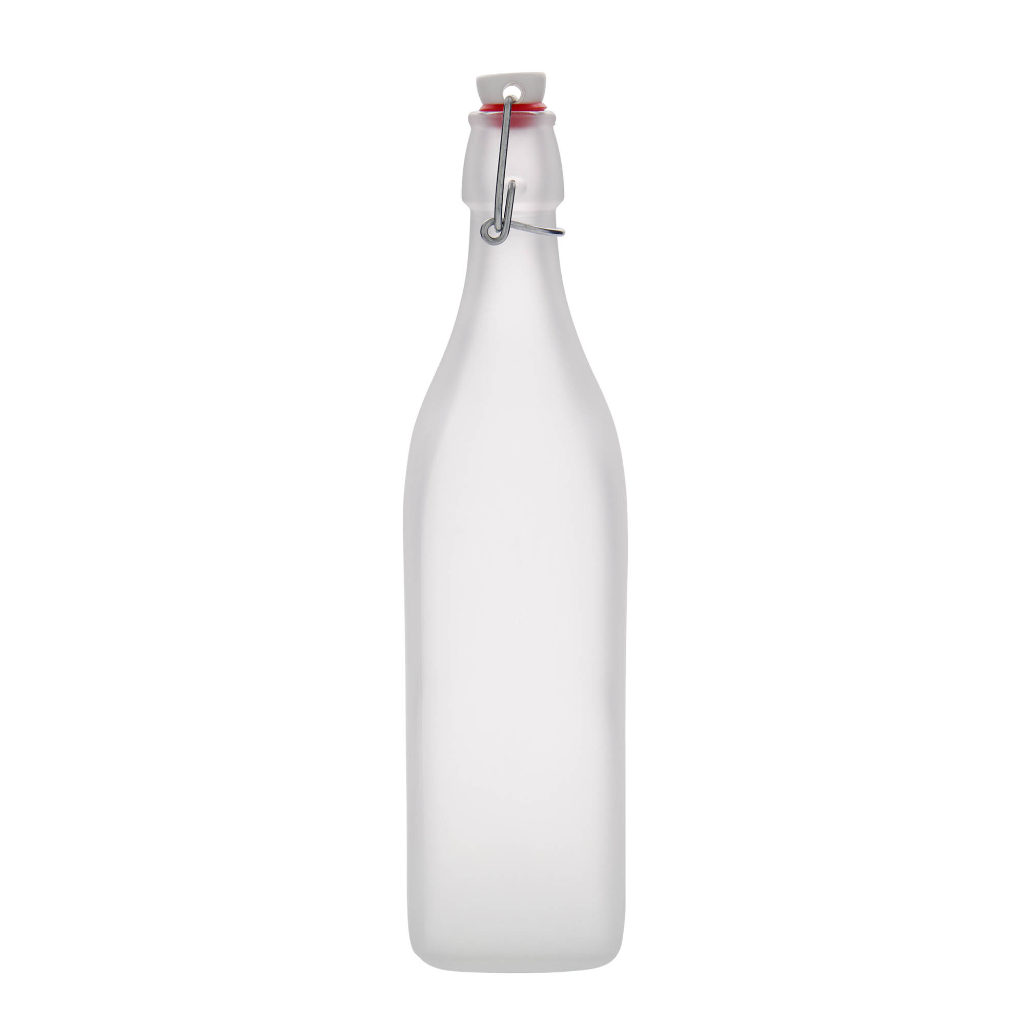 1.000 ml staklena boca 'Swing, četvrtasta, zamrznuta, grlo: zatvarač s kopčom 1.000 ml staklena boca 'Swing, četvrtasta, zamrznuta, grlo: zatvarač s kopčom