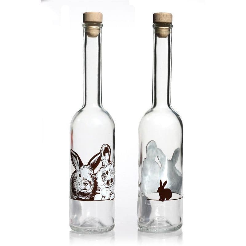 Staklena boca 500 ml 'Opera', motiv: kunić, otvor: pluteni čep Staklena boca 500 ml 'Opera', motiv: kunić, otvor: pluteni čep