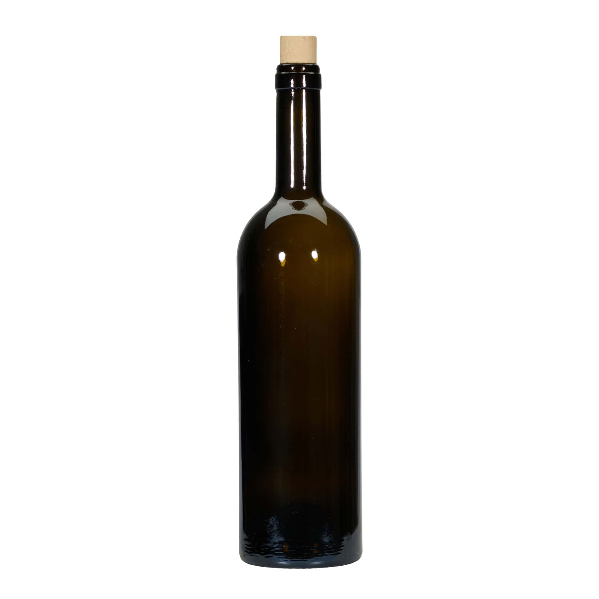 750 ml vinska boca 'Golia', antikno zelena, otvor: pluta