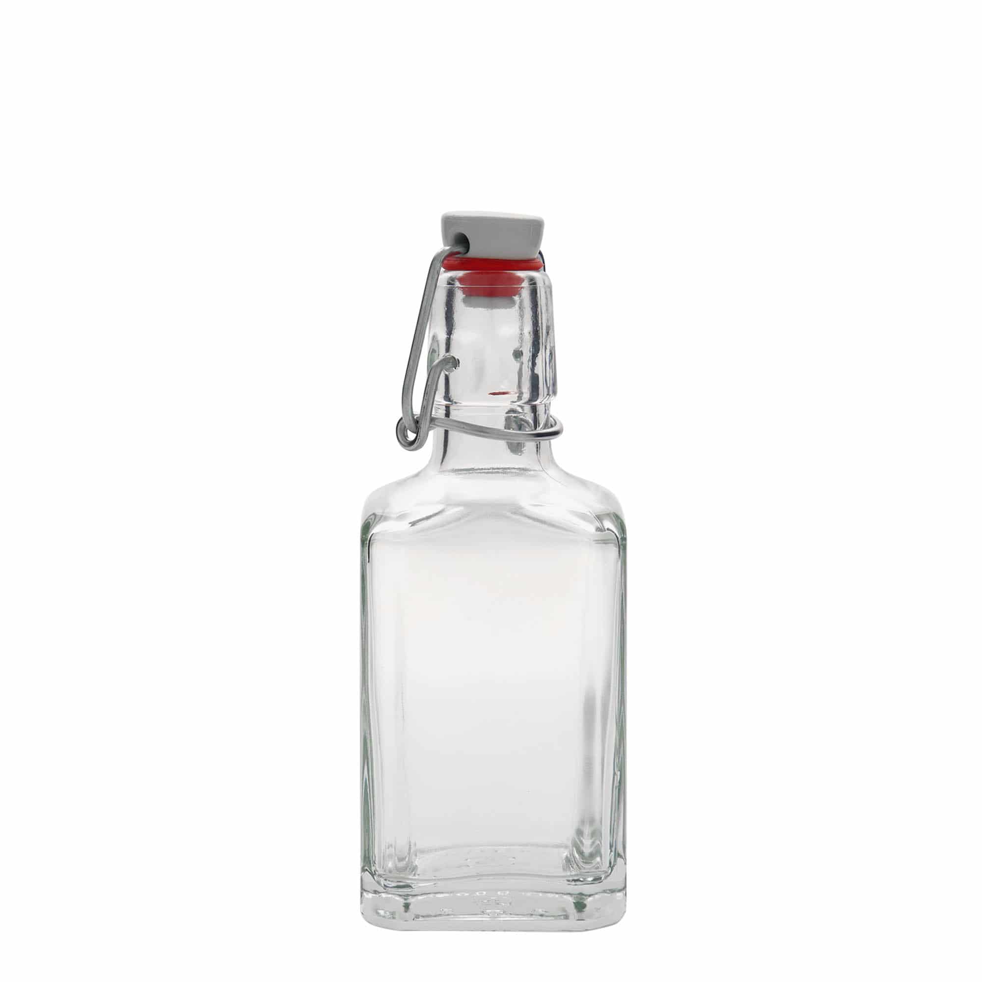 250 ml staklena boca 'Rialto', četvrtasta, otvor: zatvarač s kopčom