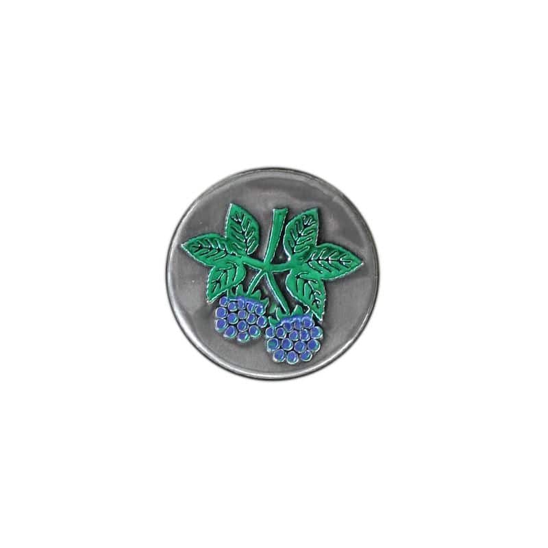 Kositrena naljepnica 'Kupina', okrugla, metal, srebro Kositrena naljepnica 'Kupina', okrugla, metal, srebro