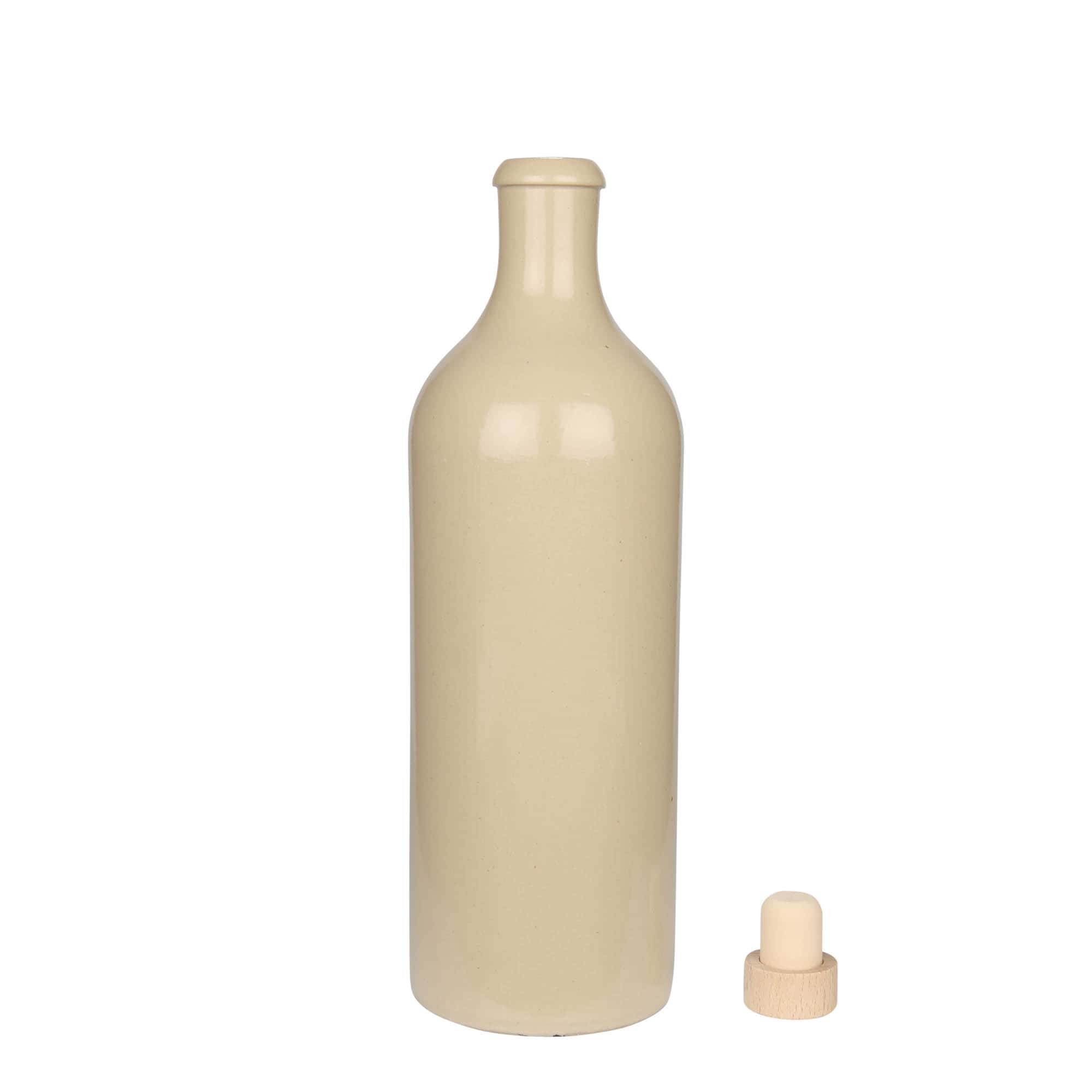 750 ml glineni vrč, kameno posuđe, bež, otvor: pluta