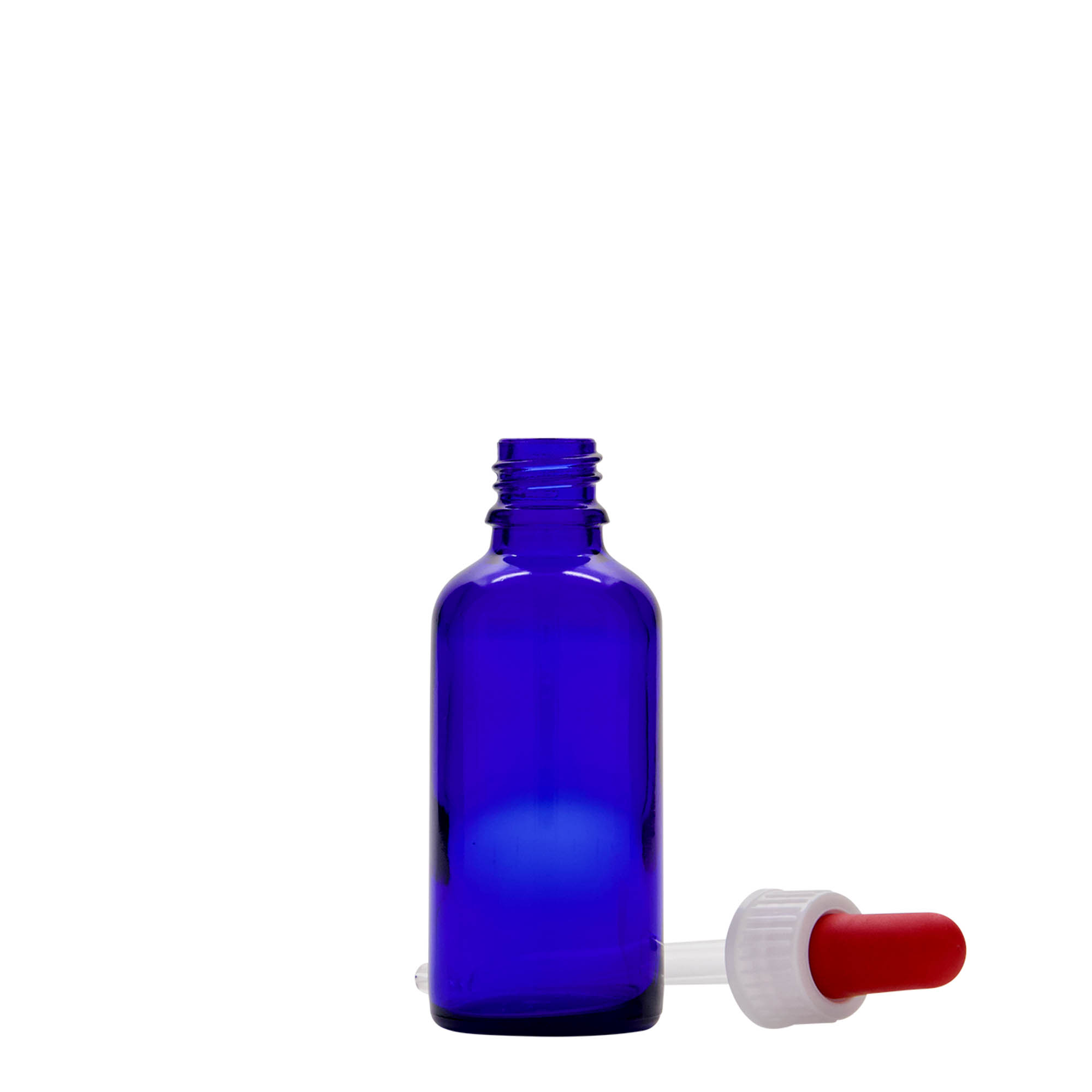 50 ml bočica s kapaljkom, medicinska, staklena, kraljevsko plava-crvena, grlo: DIN 18 50 ml bočica s kapaljkom, medicinska, staklena, kraljevsko plava-crvena, grlo: DIN 18