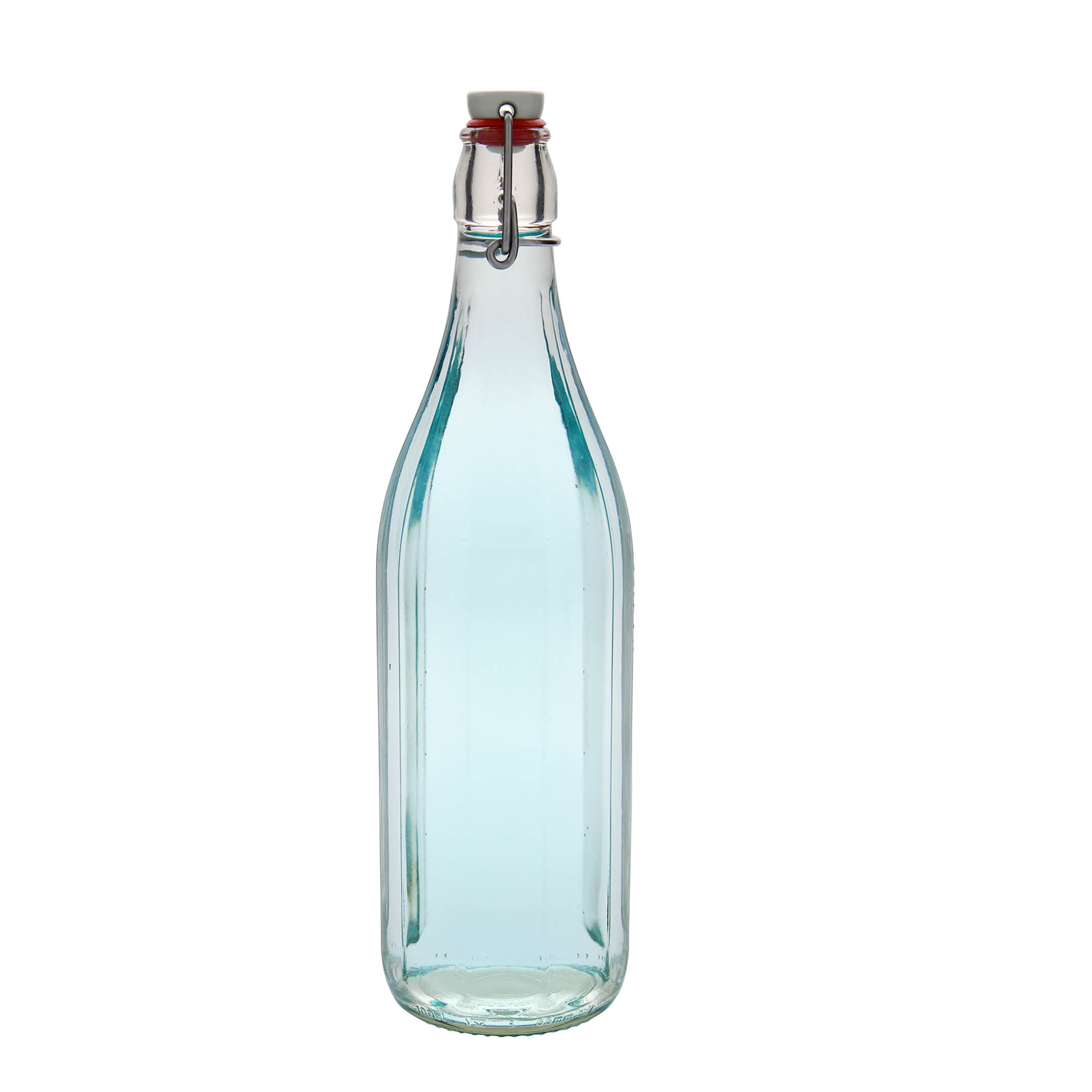 1.000 ml staklena boca 'Bravo' #, desetostrana, grlo: zatvarač s kopčom 1.000 ml staklena boca 'Bravo' #, desetostrana, grlo: zatvarač s kopčom