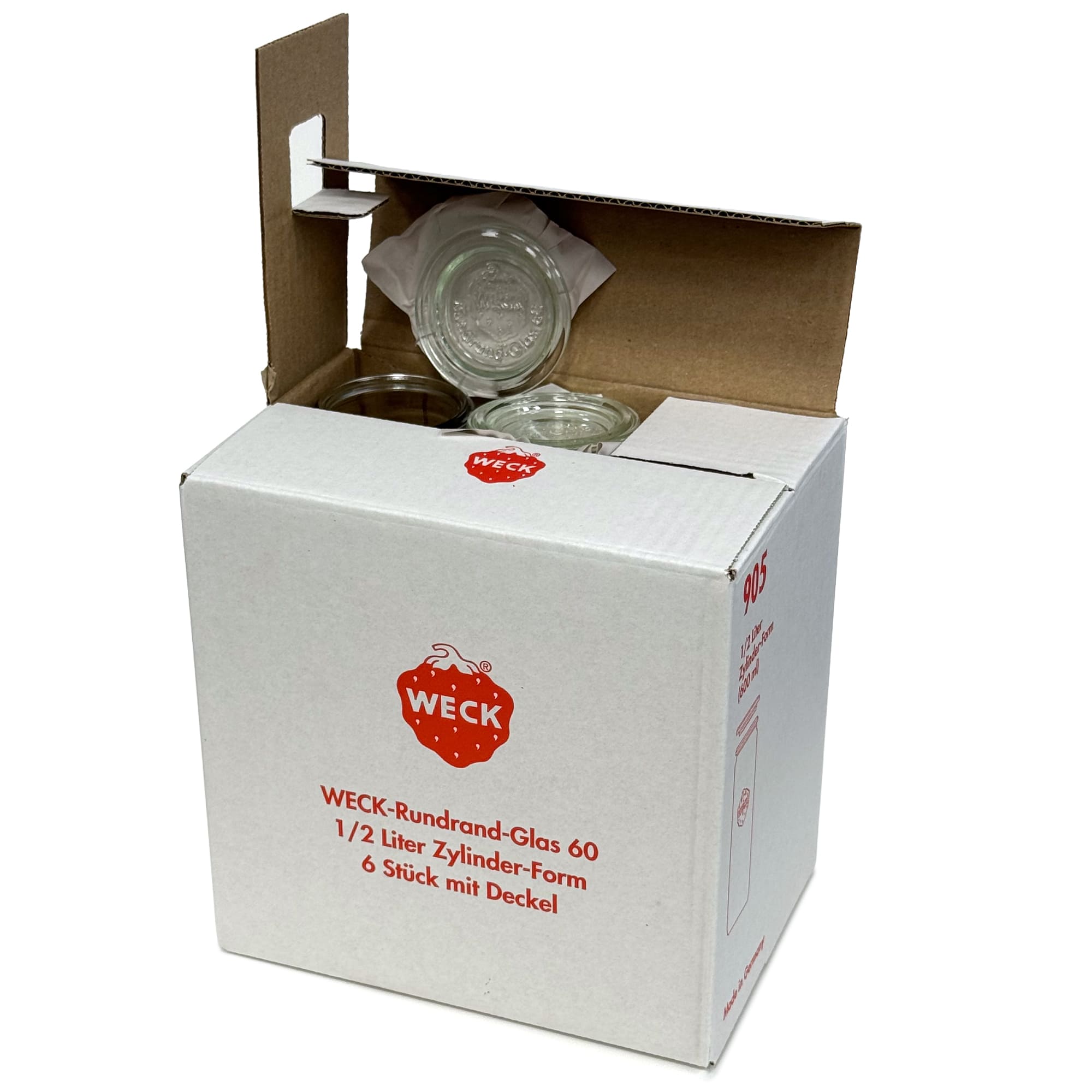 6x 600 ml WECK cilindarska staklenka sa staklenim poklopcem RR 60