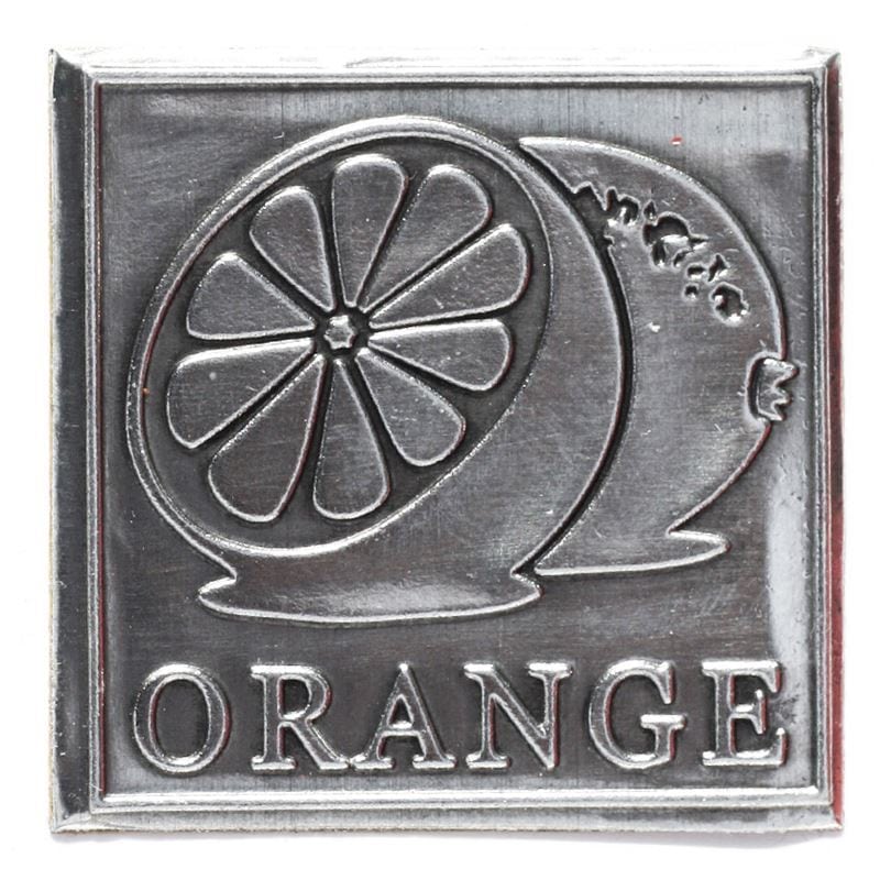 Pločica od kositra 'Naranča', kvadratna, metal, srebrna