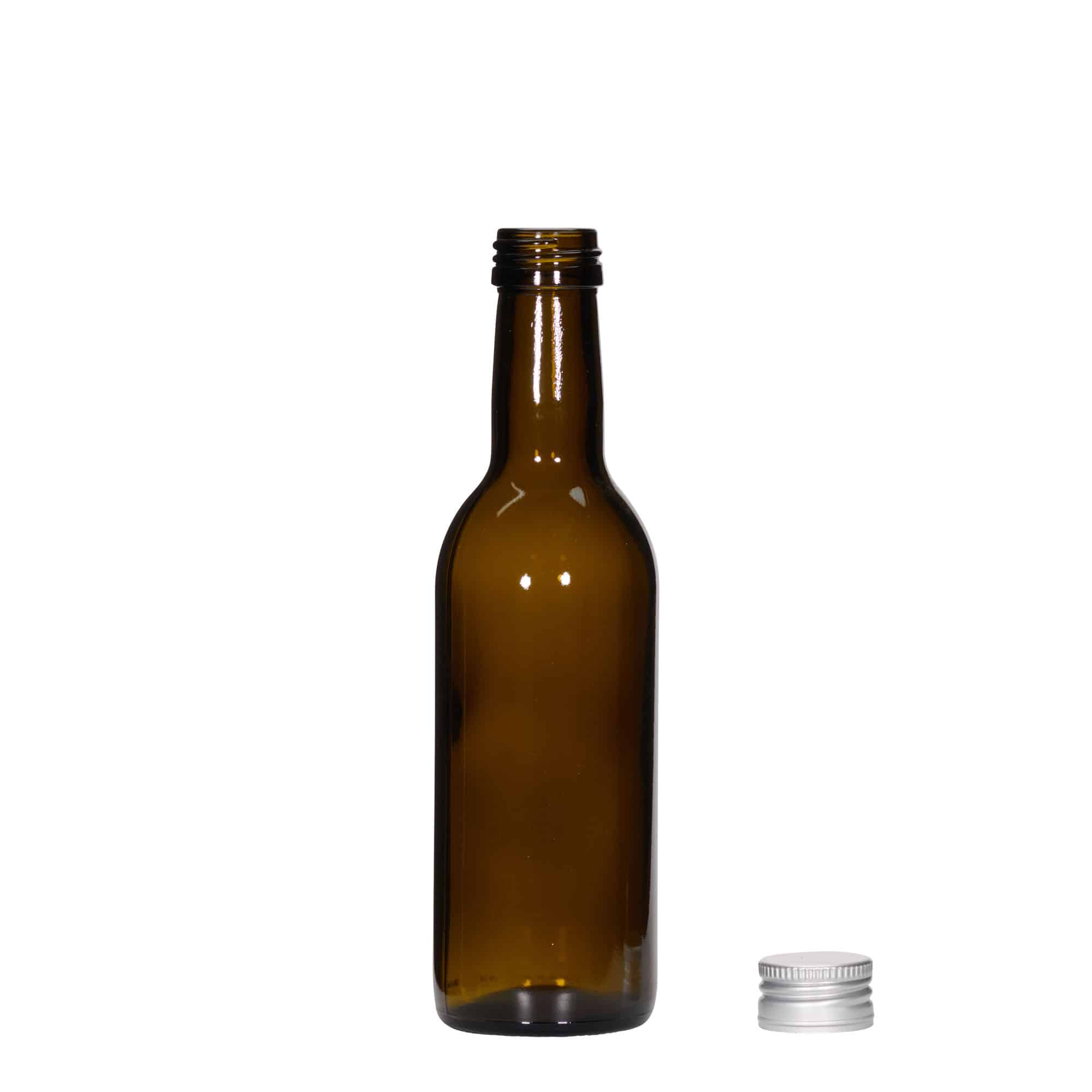 250 ml staklena boca 'Bordeaux', antikno zelena, grlo: PP 28