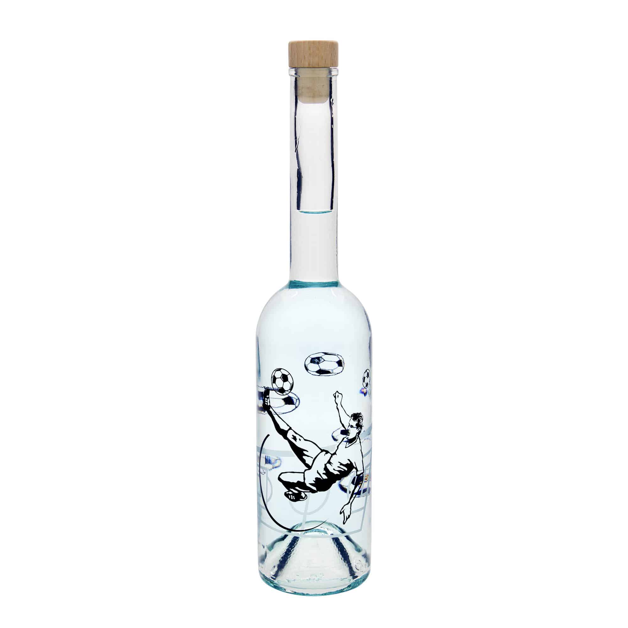 500 ml staklena boca 'Opera', motiv: nogometaš, grlo: pluta