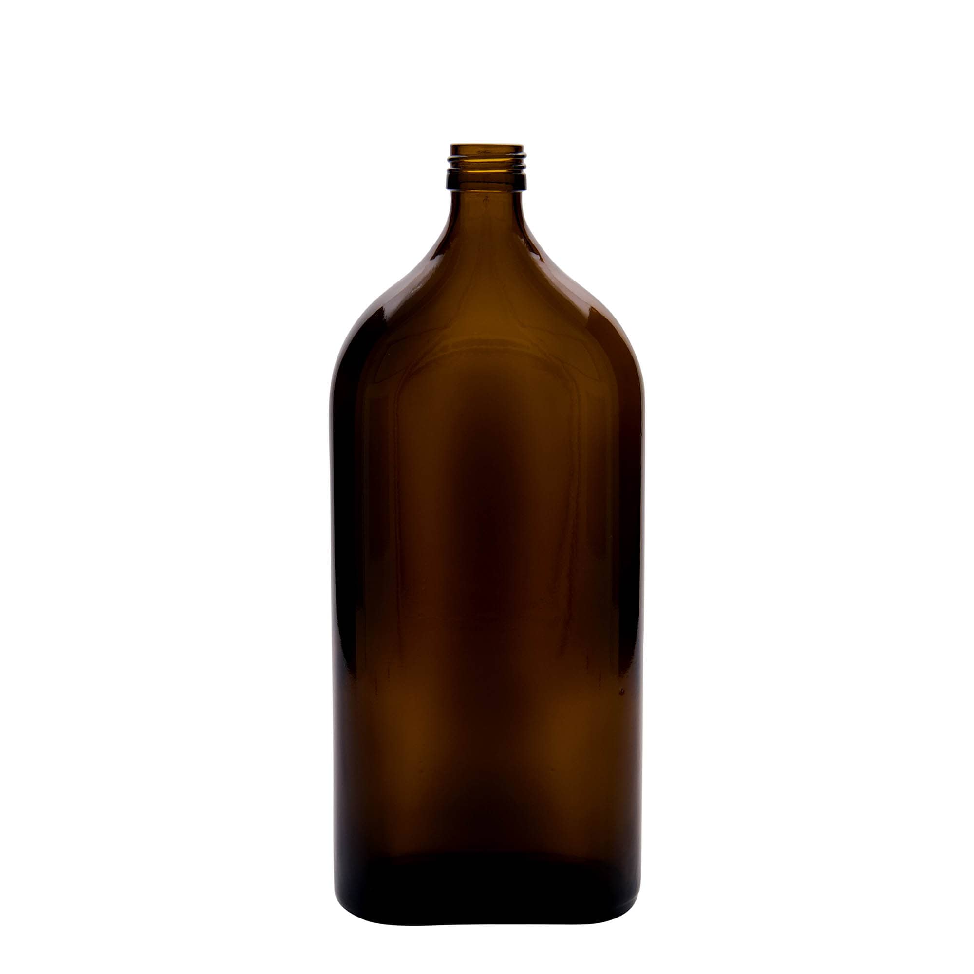 1.000 ml medicinska boca Meplat, ovalna, staklena, smeđa, grlo: PP 28