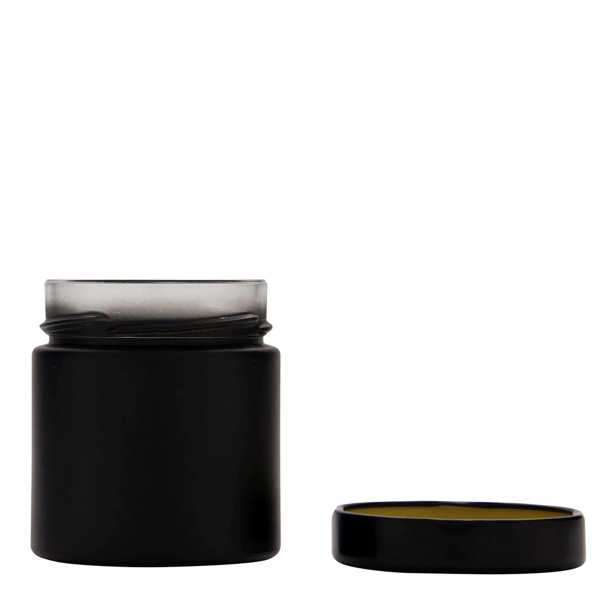 220 ml okrugla staklenka 'Aurora', crna, otvor: Deep-Twist-Off (DTO 66)