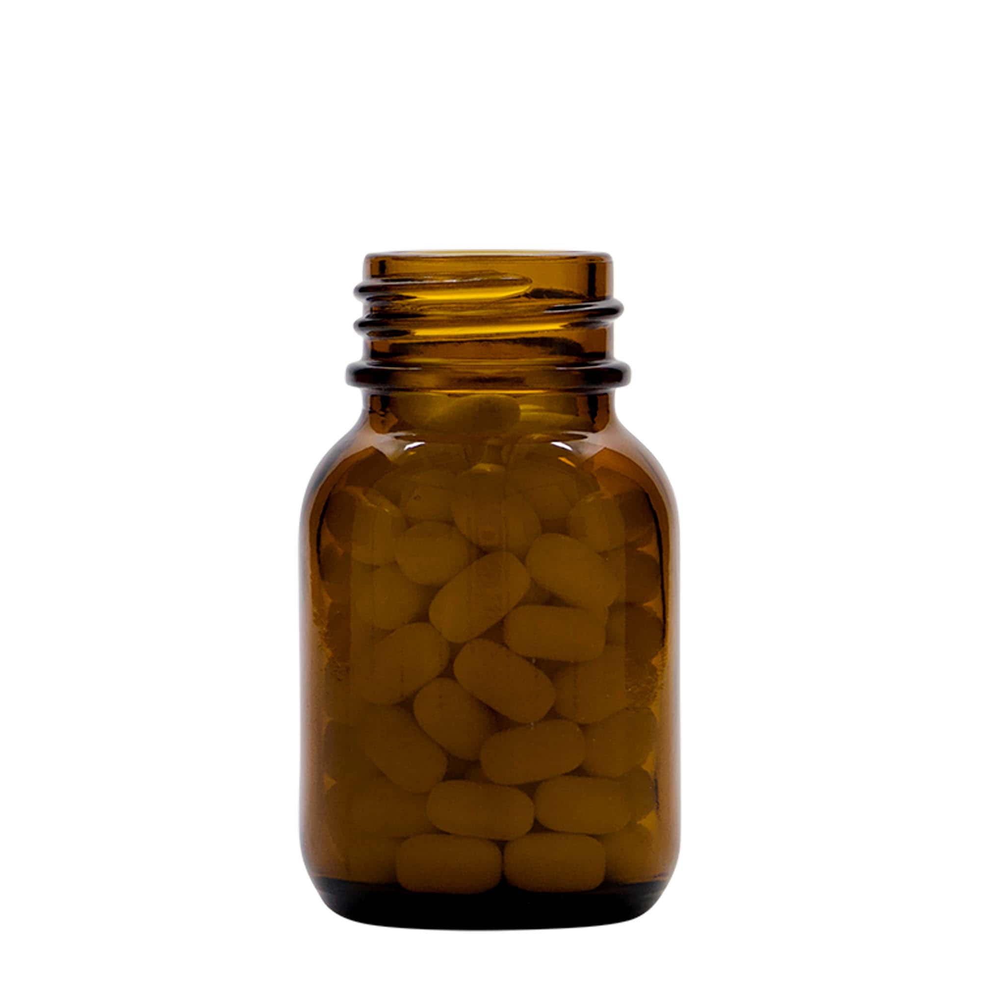 50 ml staklena boca širokog grla, smeđa, grlo: DIN 32