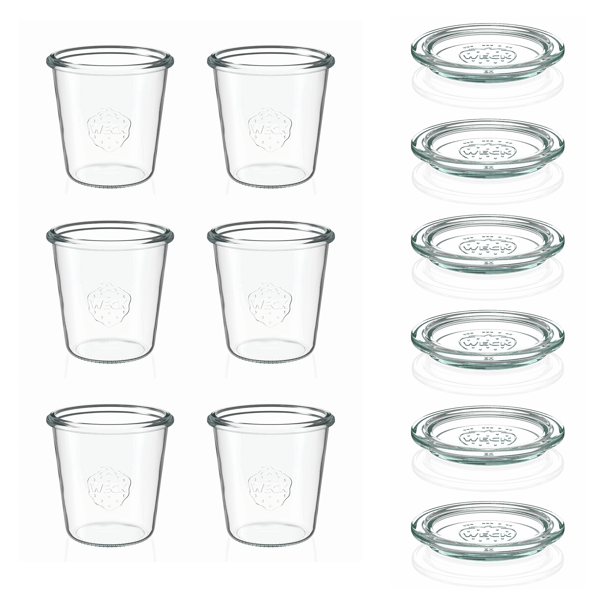 6x 290 ml visoka WECK-staklenka za stavljanje naopako sa staklenim poklopcem RR 80