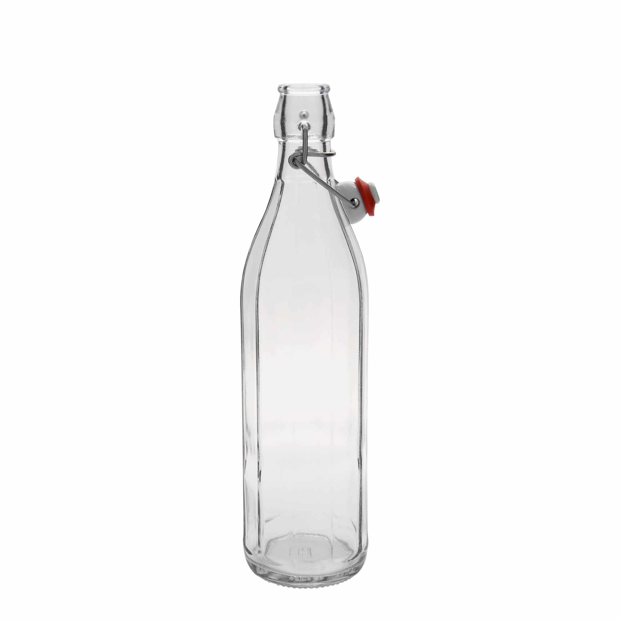 750 ml staklena boca 'Bravo', desetostrana, grlo: zatvarač s kopčom