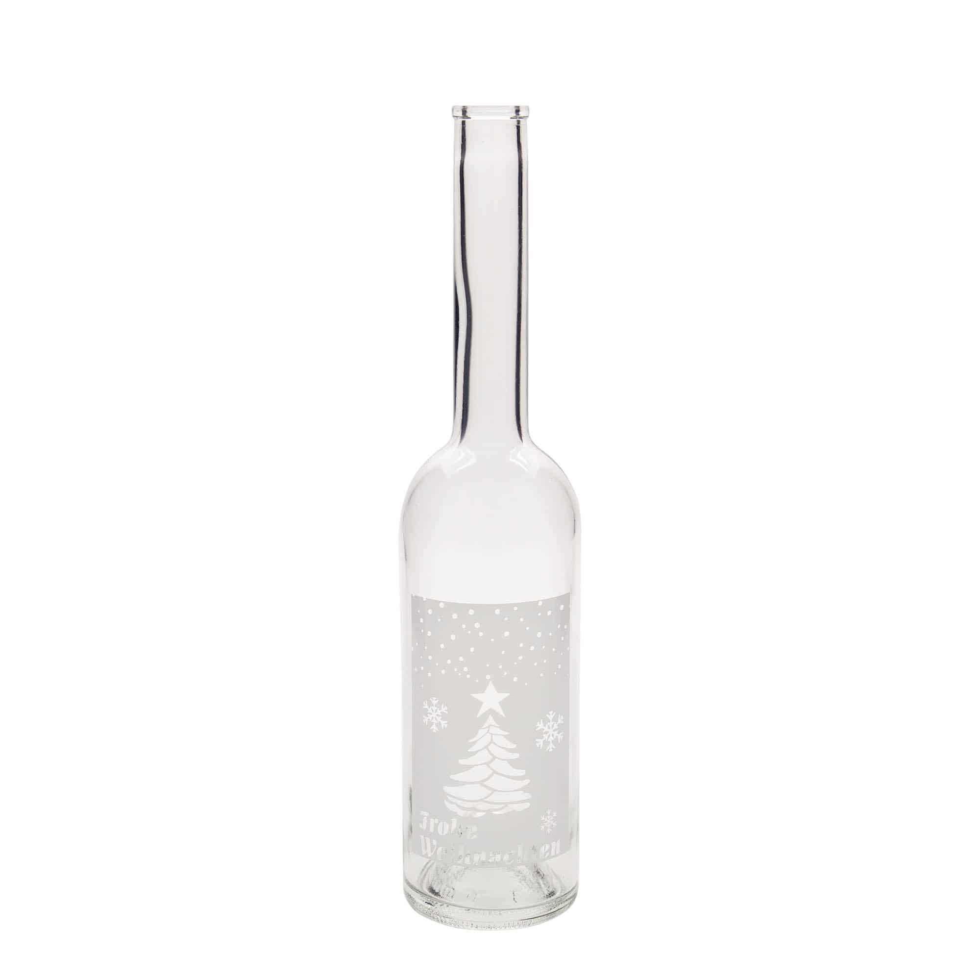 Staklena boca 500 ml 'Opera', motiv: bijeli Božić, otvor: pluteni čep Staklena boca 500 ml 'Opera', motiv: bijeli Božić, otvor: pluteni čep