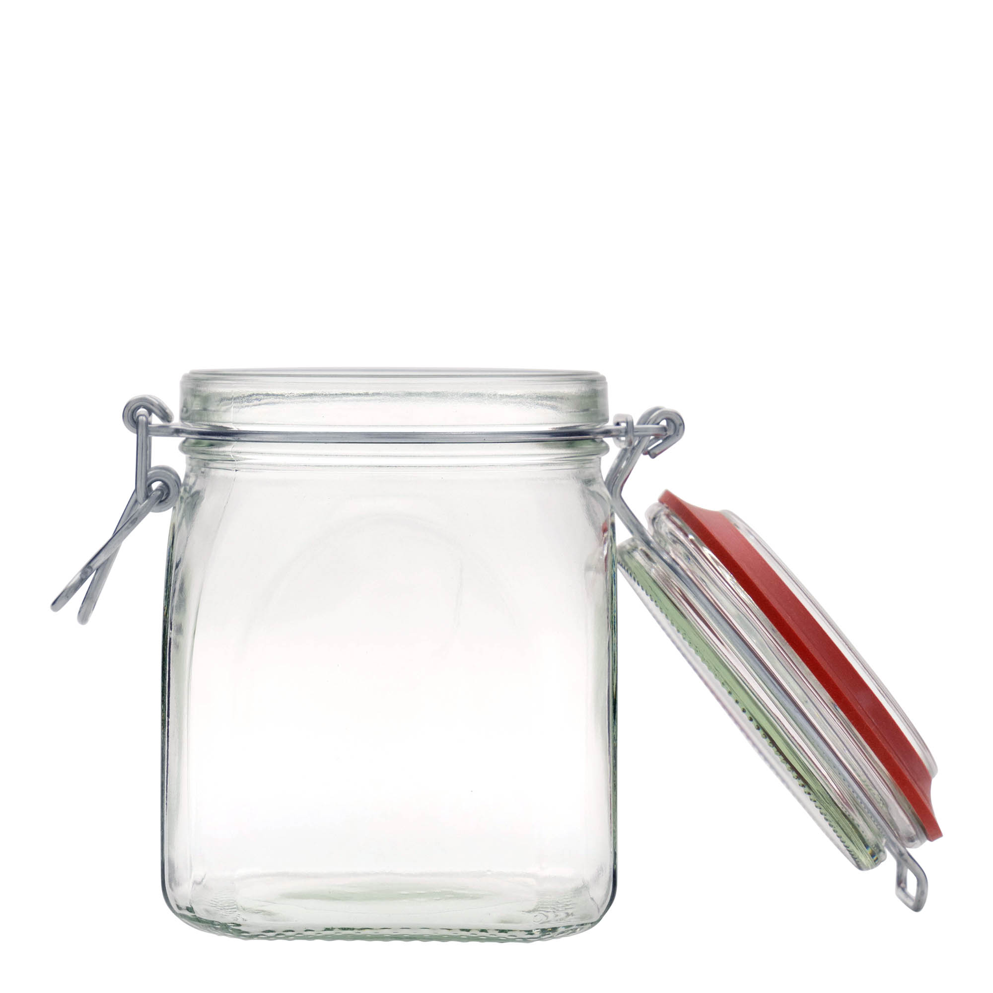 900 ml staklena posuda s žičanim zatvaračem, četvrtasta, otvor: žičani zatvarač 900 ml staklena posuda s žičanim zatvaračem, četvrtasta, otvor: žičani zatvarač