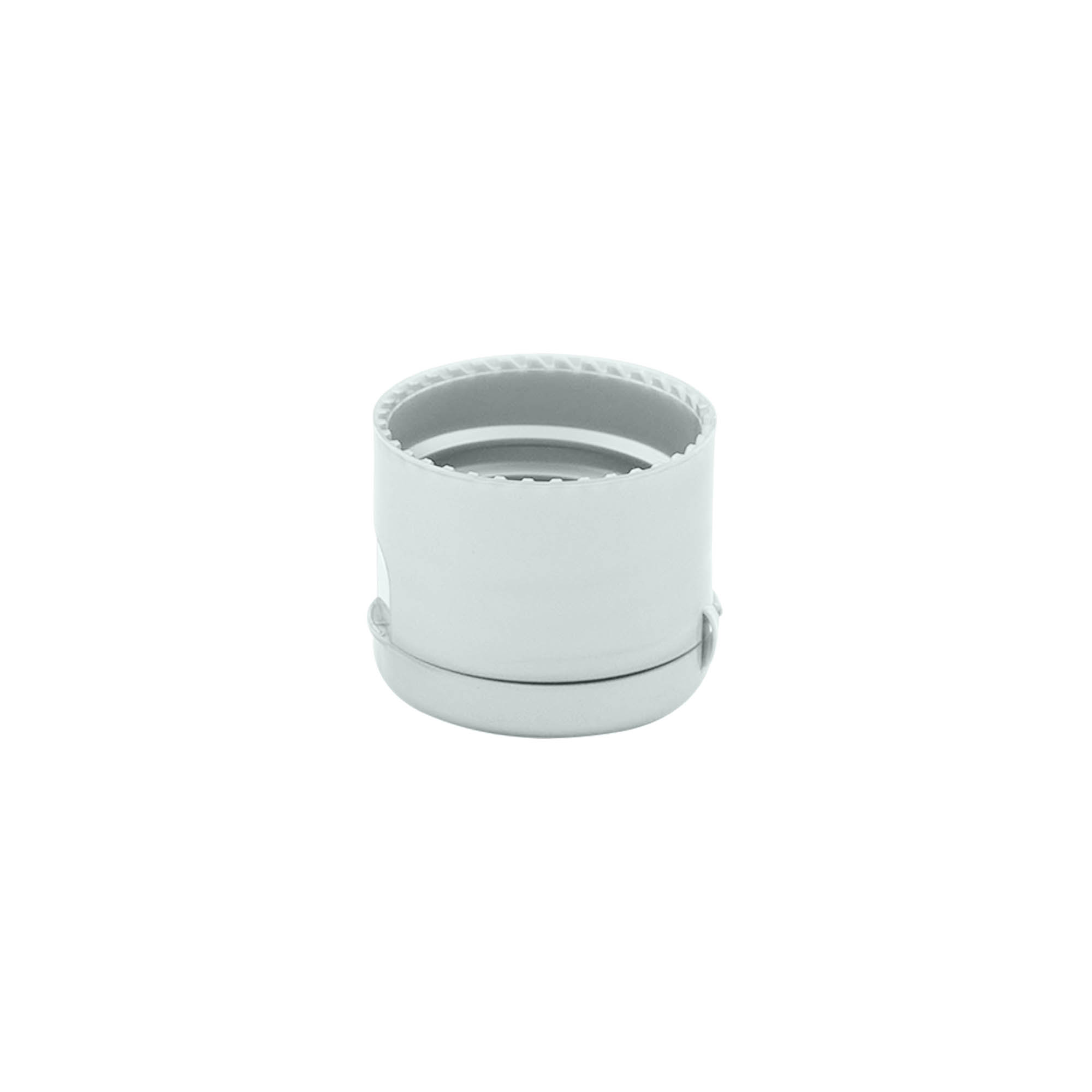 Zatvarač s navojem s preklopnim šarkama, PP plastika, srebrna, za otvor: 24/410 Zatvarač s navojem s preklopnim šarkama, PP plastika, srebrna, za otvor: 24/410