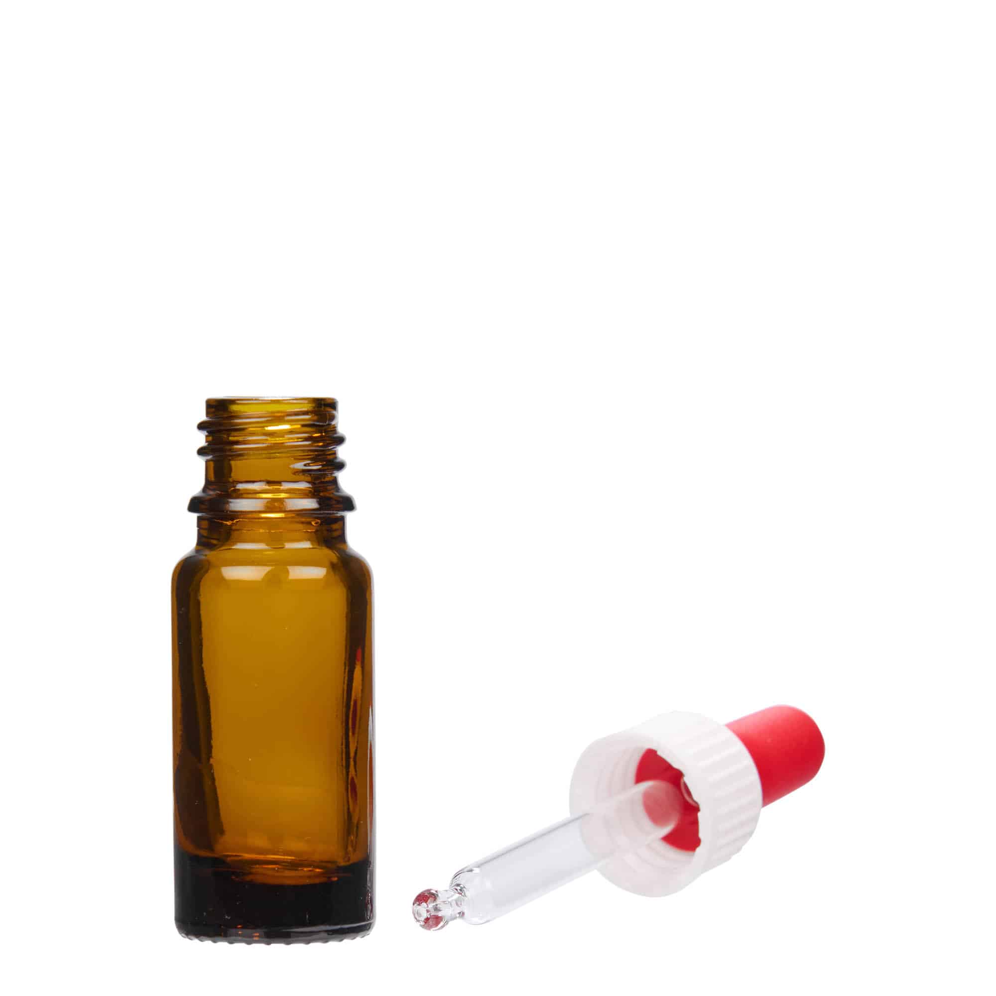 10 ml bočica s pipetom za medicinu, staklena, smeđa, grlo: DIN 18