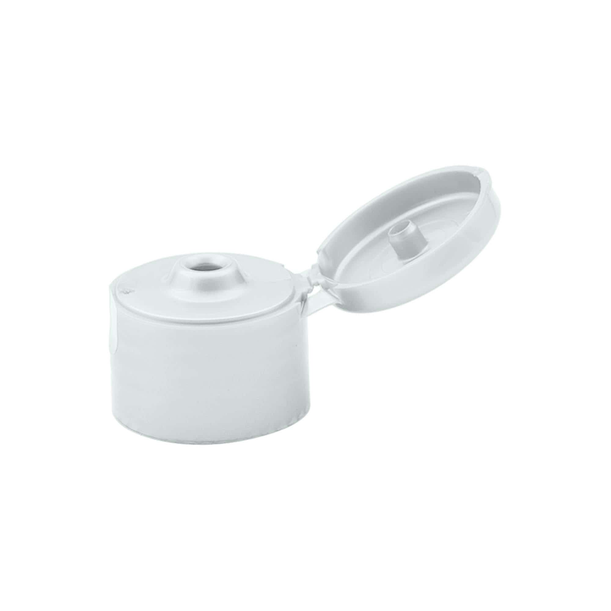 Zatvarač s navojem s preklopnim šarkama, PP plastika, srebrna, za otvor: 24/410