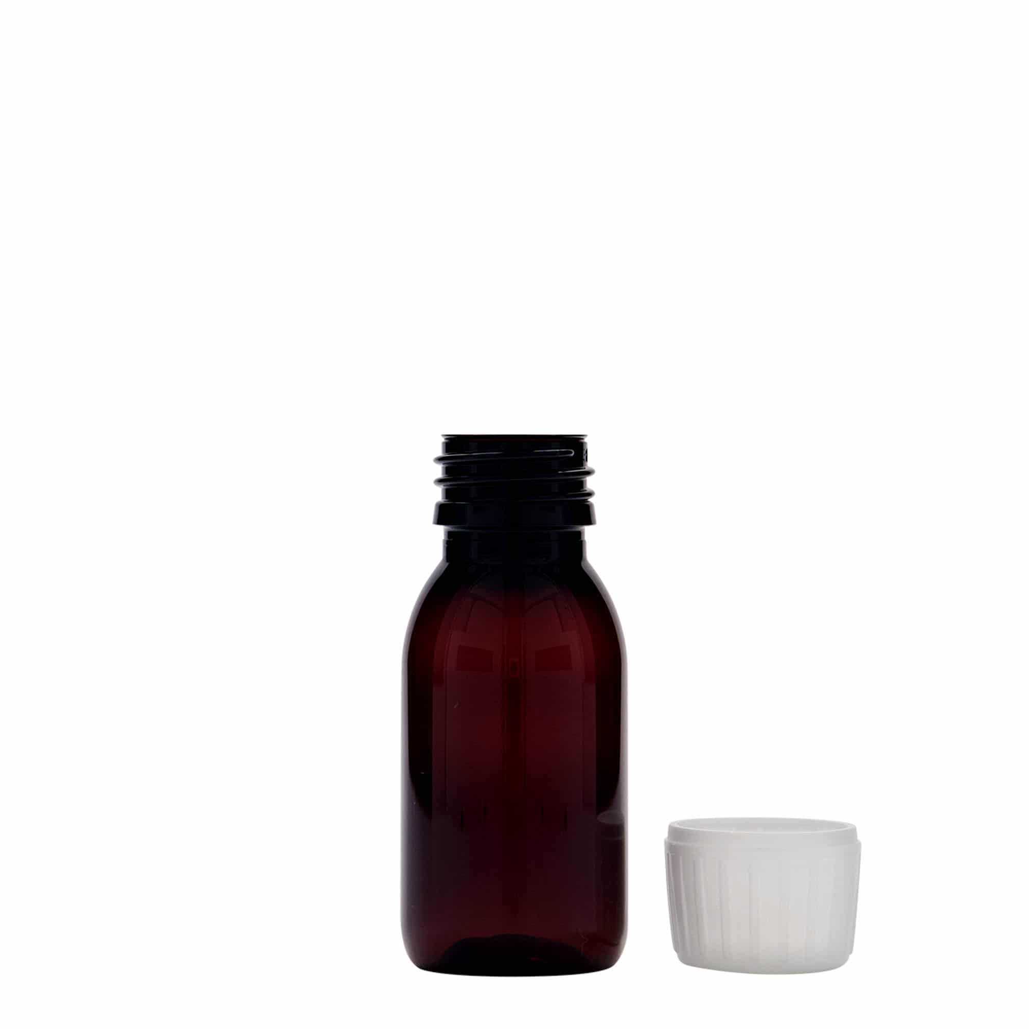 PET farmaceutska boca 60 ml, smeđa, plastika, otvor: PP 28