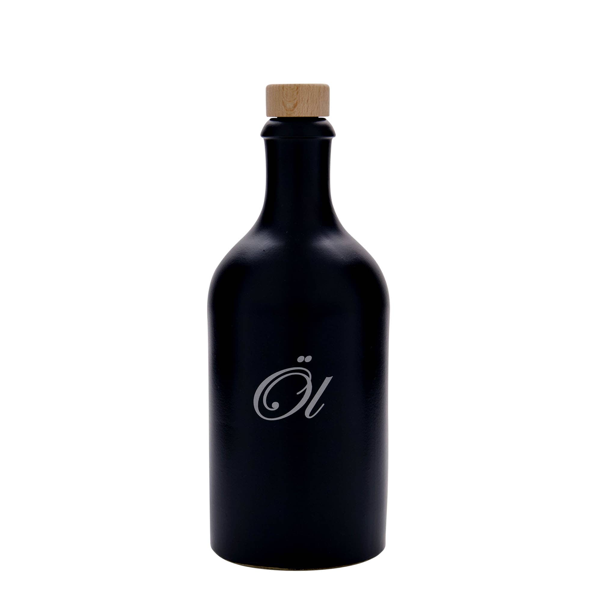 500 ml glineni vrč, motiv: ulje, kamenina, crni, otvor: pluta