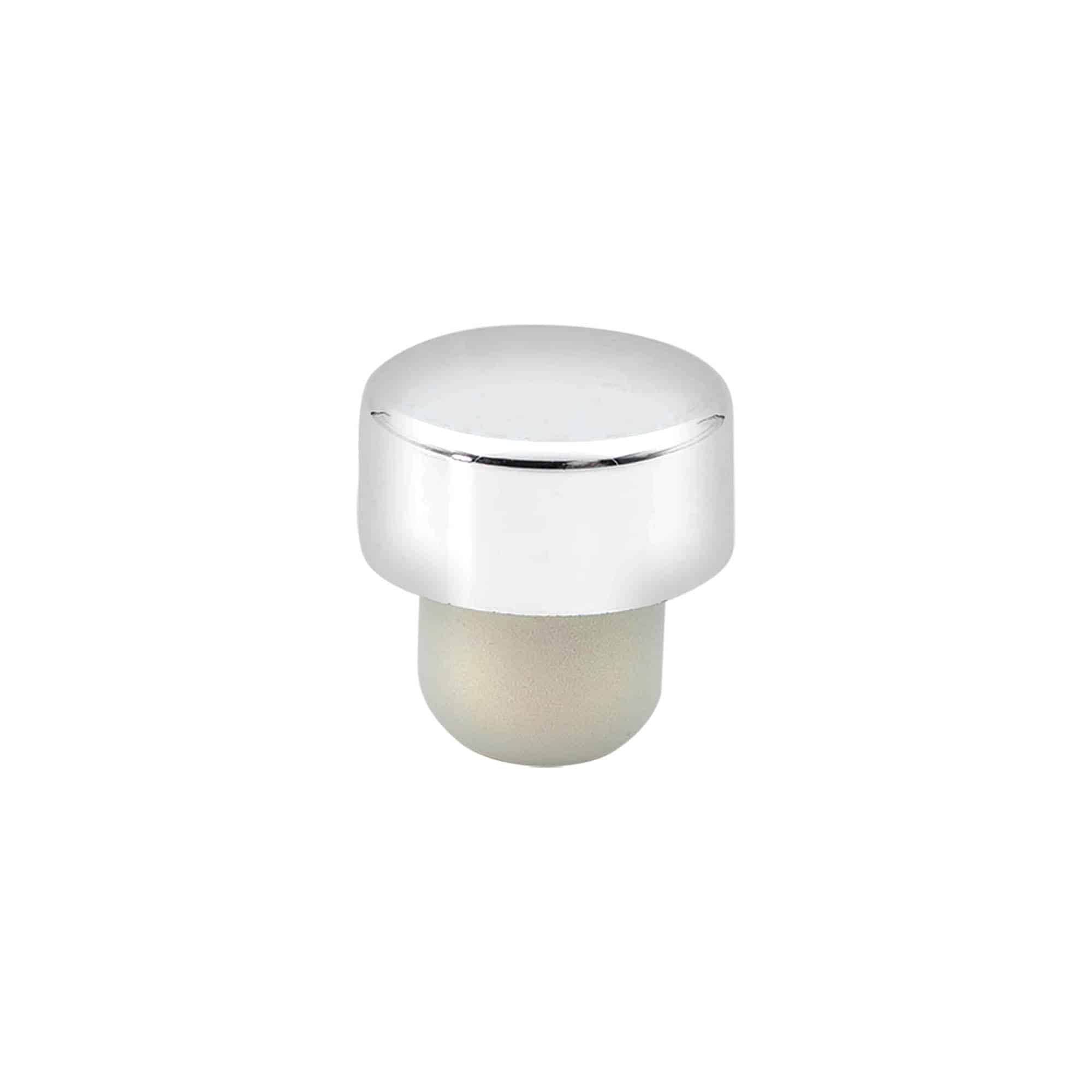 Čep s ručkom 19 mm, plastika, srebrna, za otvor: čep