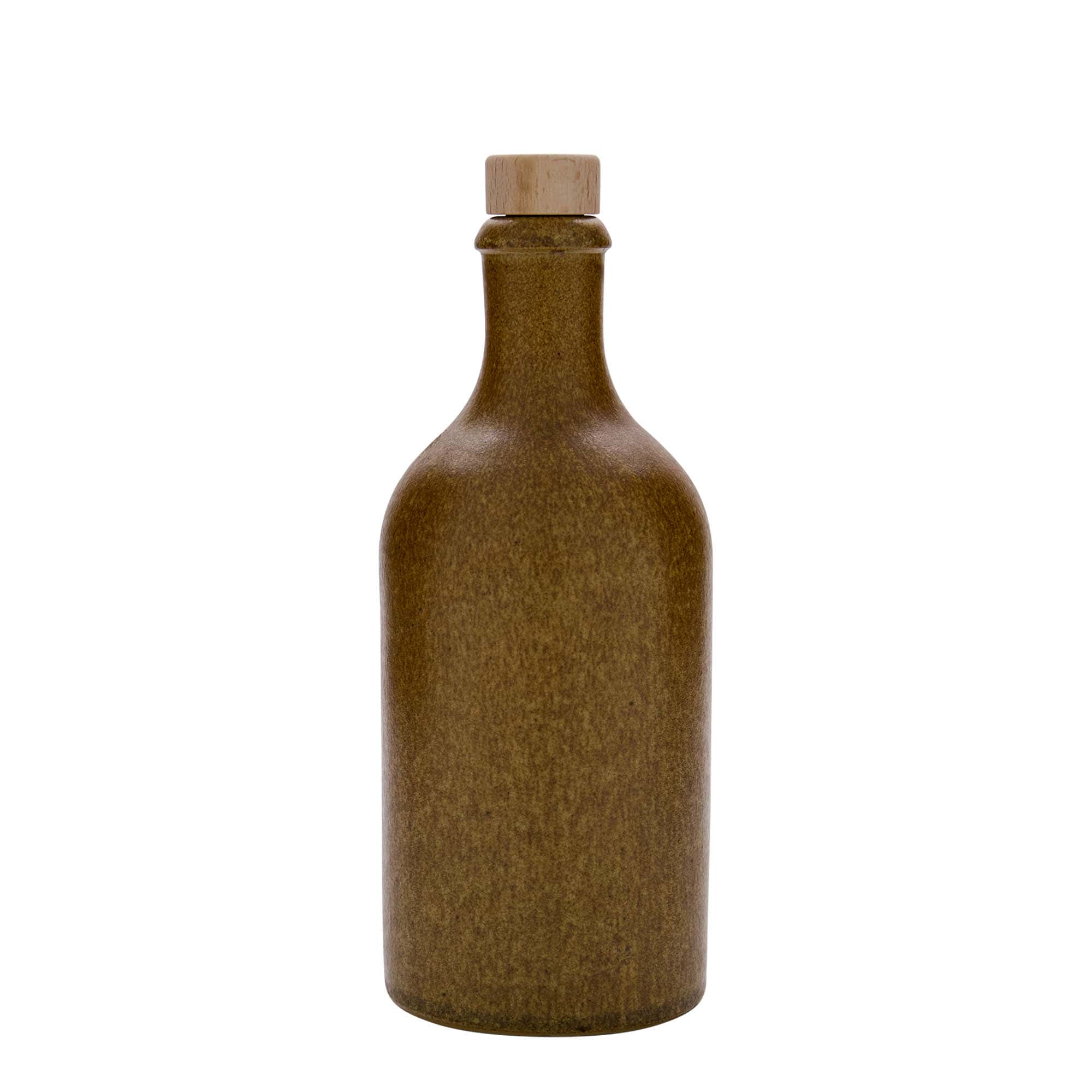 500 ml glineni vrč, kamenina, smeđe-kristalni, otvor: pluta