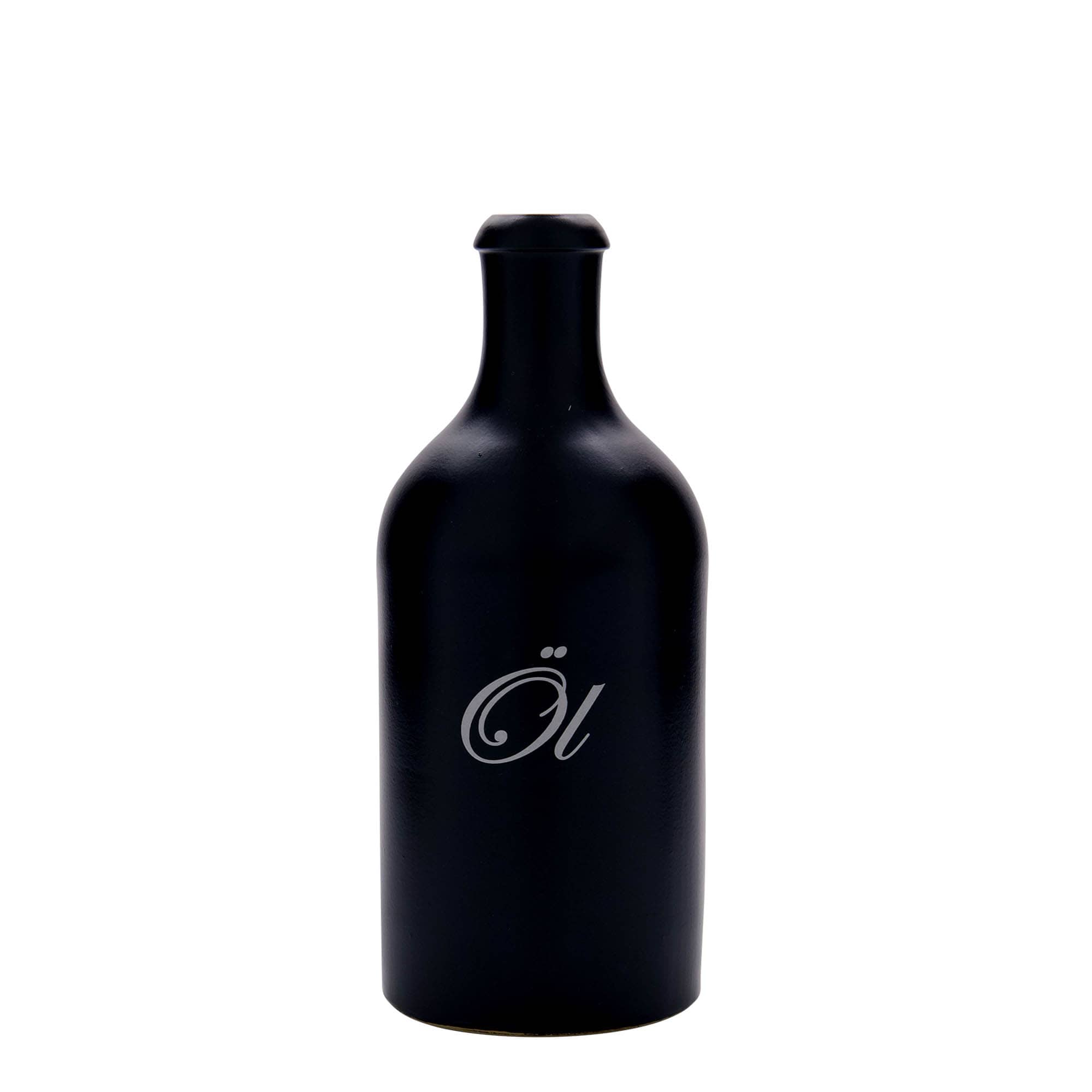 500 ml glineni vrč, motiv: ulje, kamenina, crni, otvor: pluta
