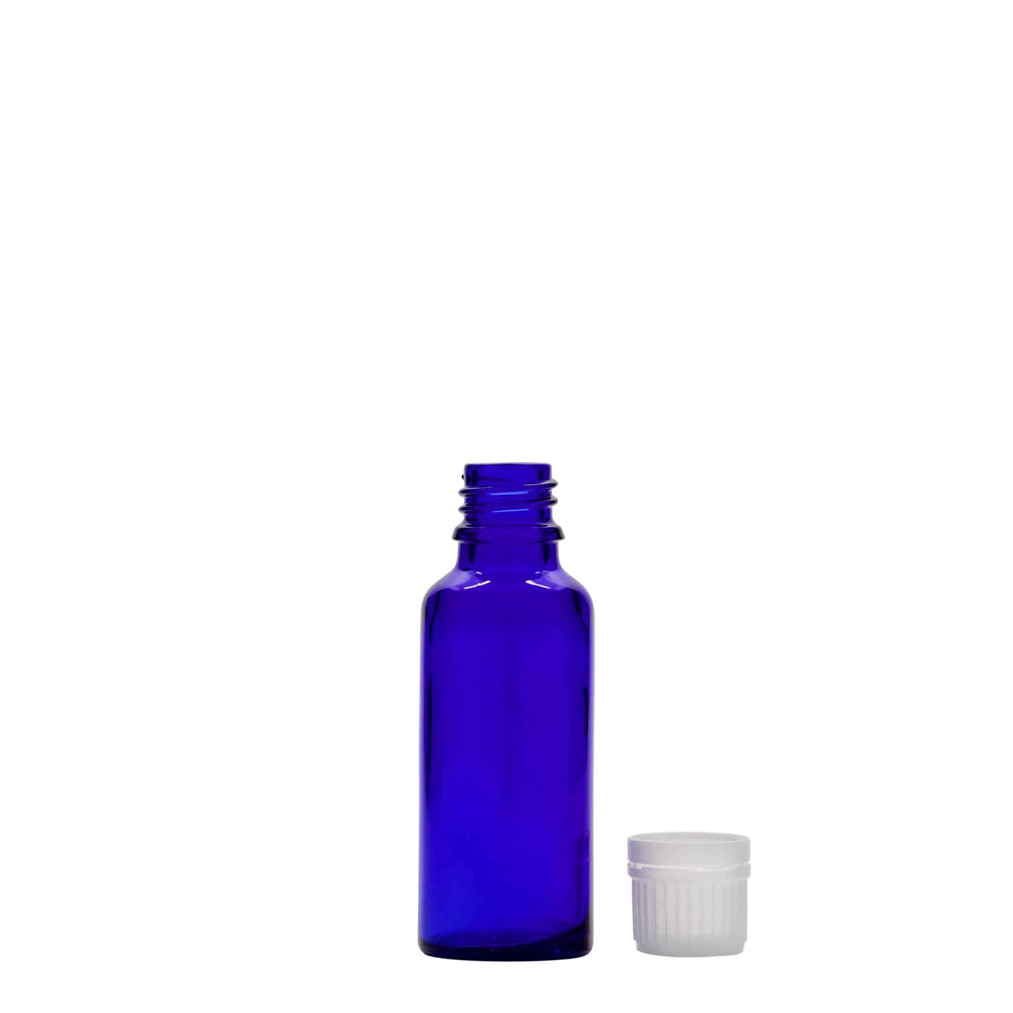 Farmaceutska boca 30 ml, staklo, kraljevski plava, otvor: DIN 18