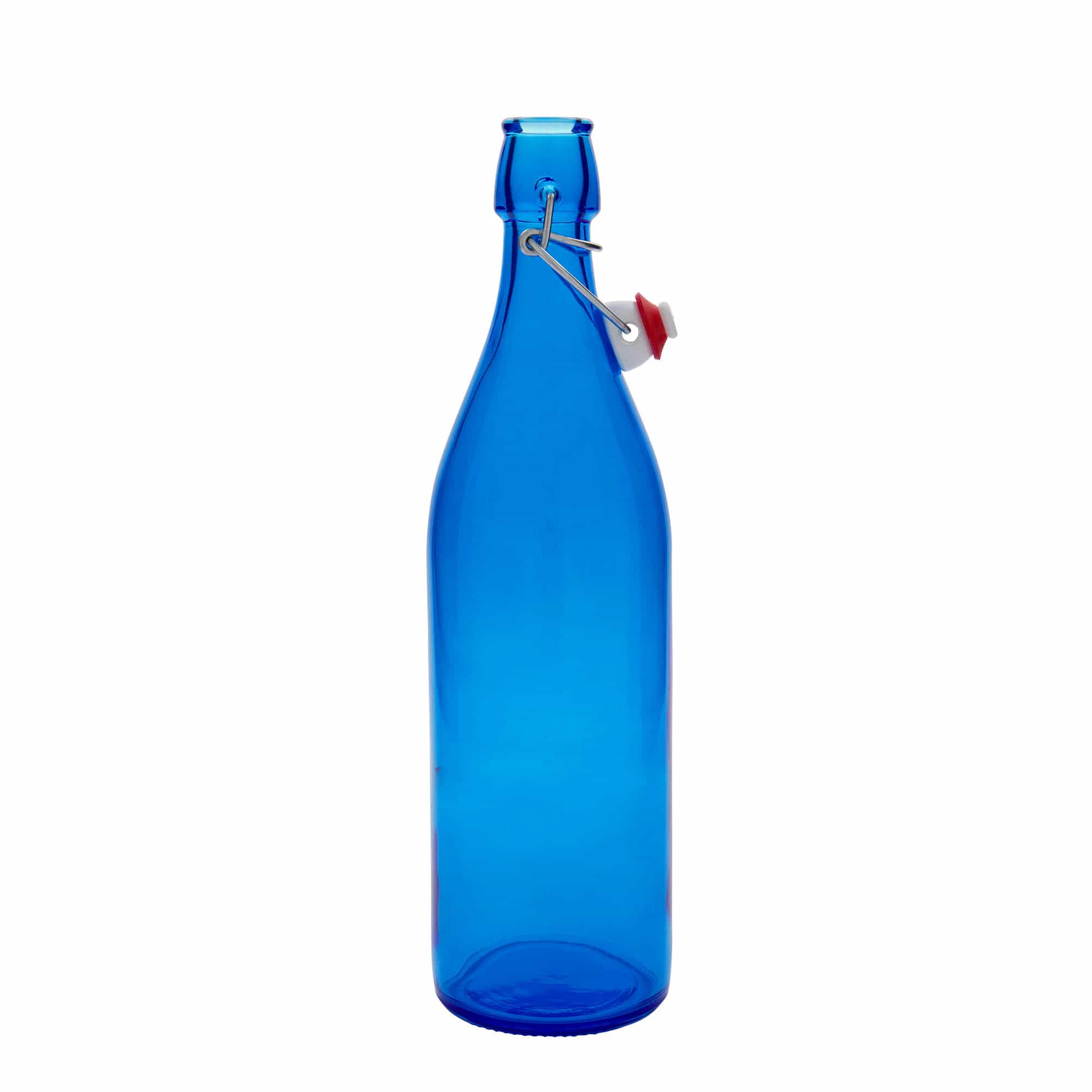 1.000 ml staklena boca 'Giara', plava, grlo: zatvarač s kopčom