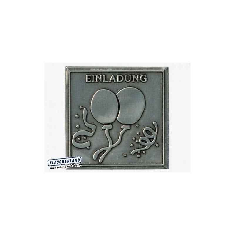 Kositrena naljepnica 'Pozivnica', kvadratna, metal, srebro Kositrena naljepnica 'Pozivnica', kvadratna, metal, srebro