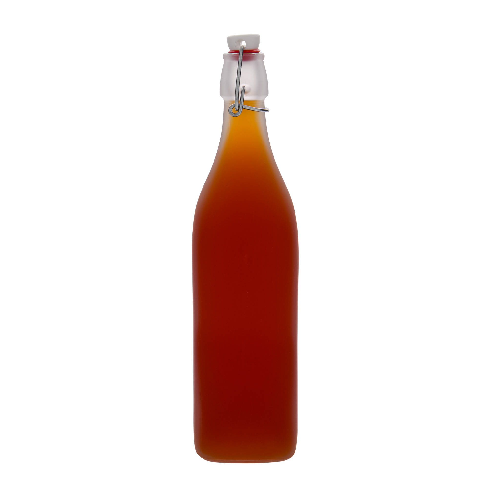 1.000 ml staklena boca 'Swing, četvrtasta, zamrznuta, grlo: zatvarač s kopčom 1.000 ml staklena boca 'Swing, četvrtasta, zamrznuta, grlo: zatvarač s kopčom