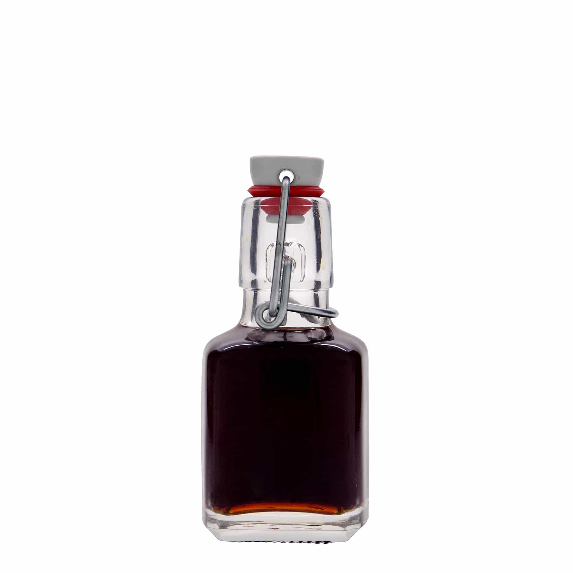 100 ml staklena boca 'Kubica', četvrtasta, otvor: zatvarač s kopčom