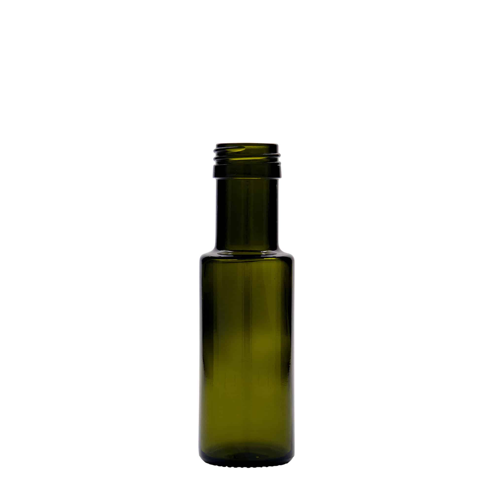 100 ml staklena boca 'Dorica', antikno zelena, grlo: PP 31,5