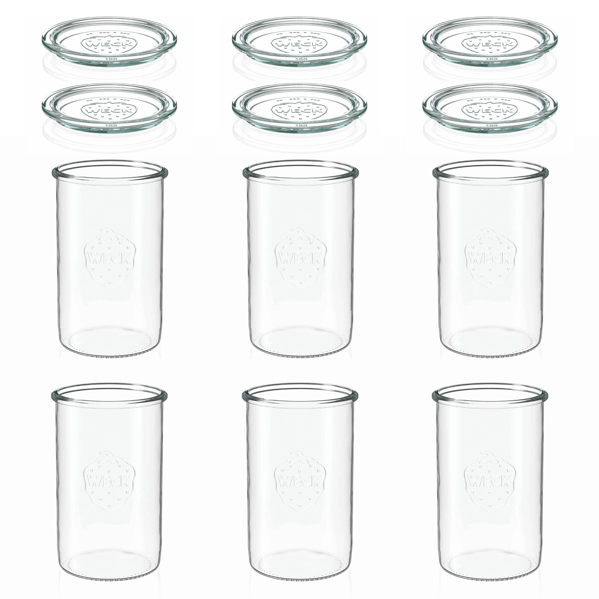 6x 1000 ml WECK-staklenka za stavljanje naopako sa staklenim poklopcem RR 100
