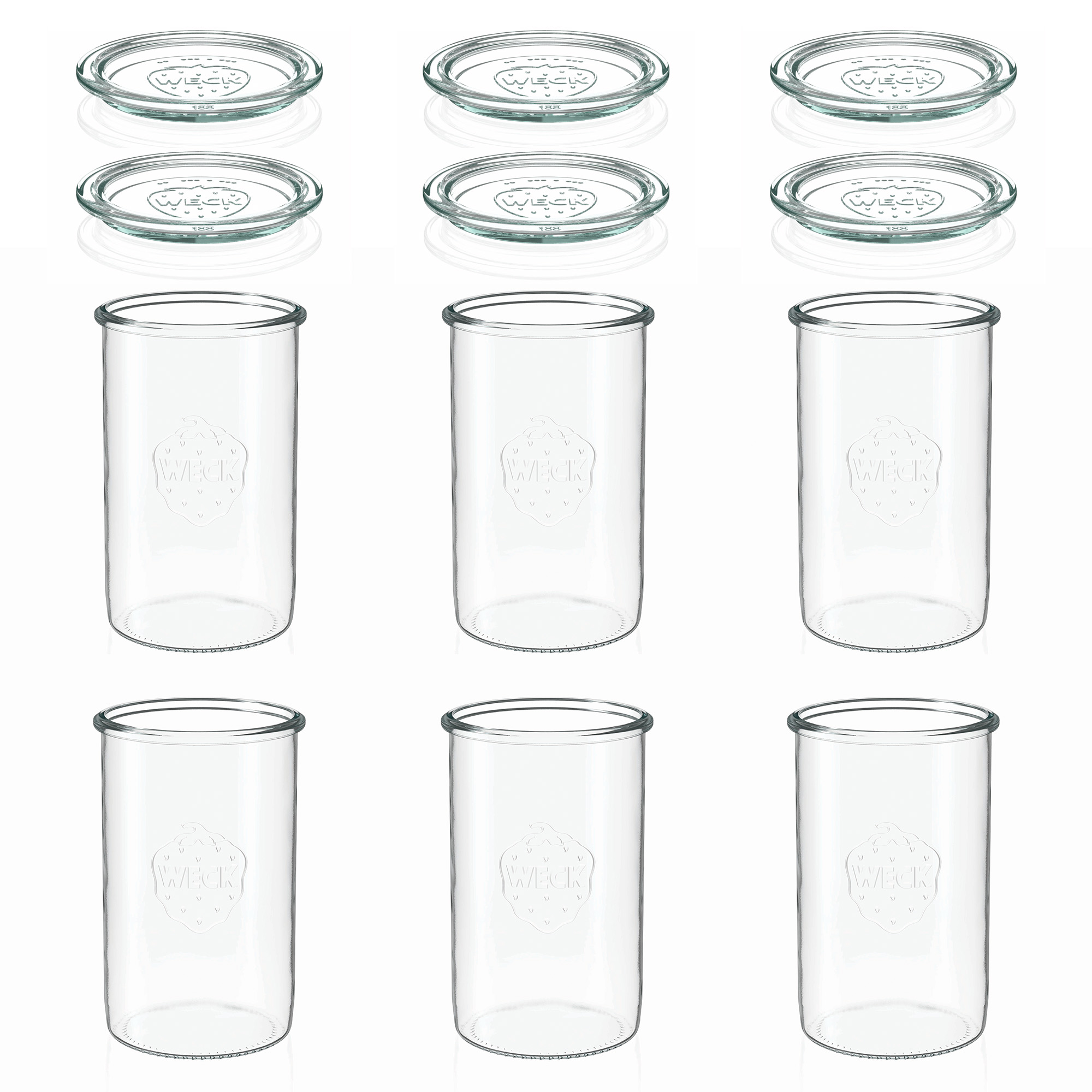 6x 1000 ml WECK-staklenka za stavljanje naopako sa staklenim poklopcem RR 100