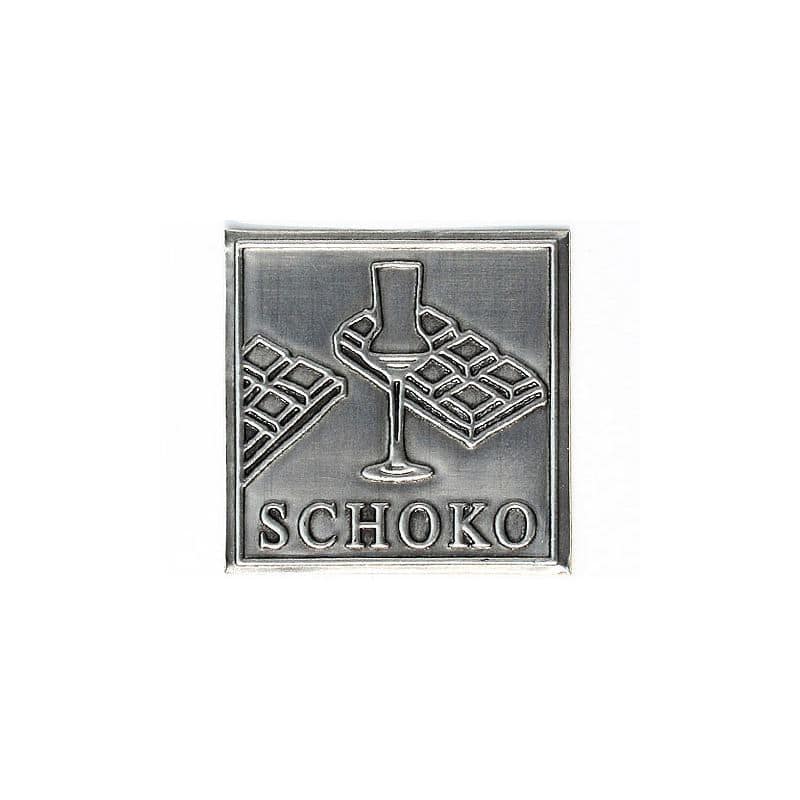 Kositrena naljepnica 'Čokolada', kvadratna, metal, srebro