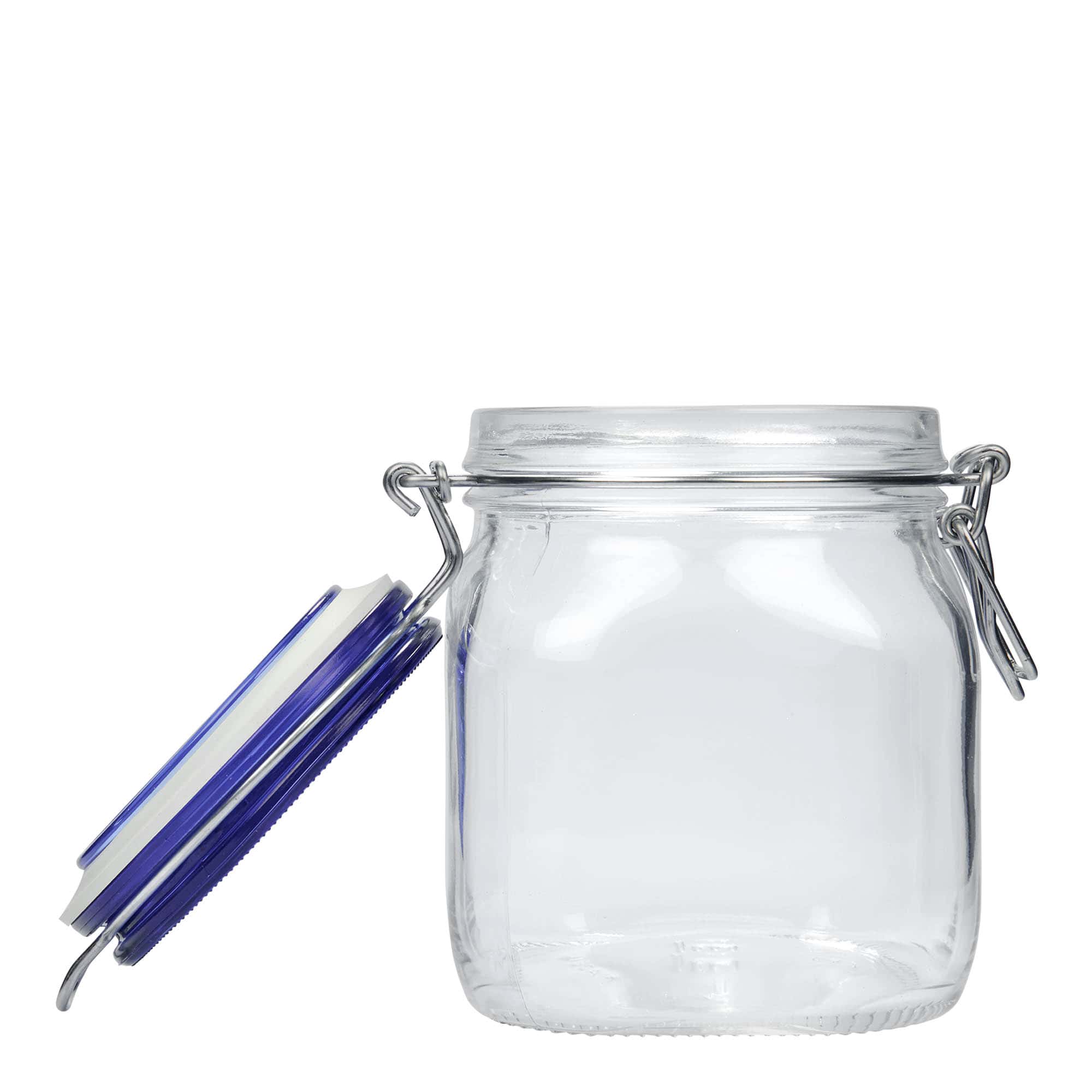 Staklenka s hermetičkim poklopcem 750 ml 'Fido', Blue Top, kvadratna, otvor: hermetički poklopac