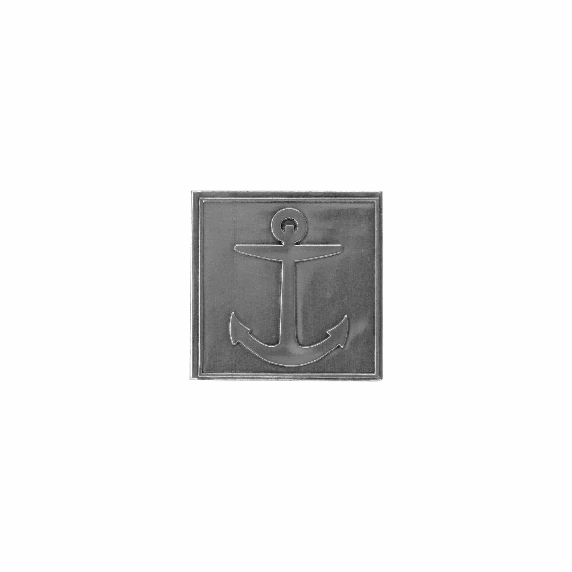 Oznaka za limenku 'Anker', kvadratna, metal, srebrna