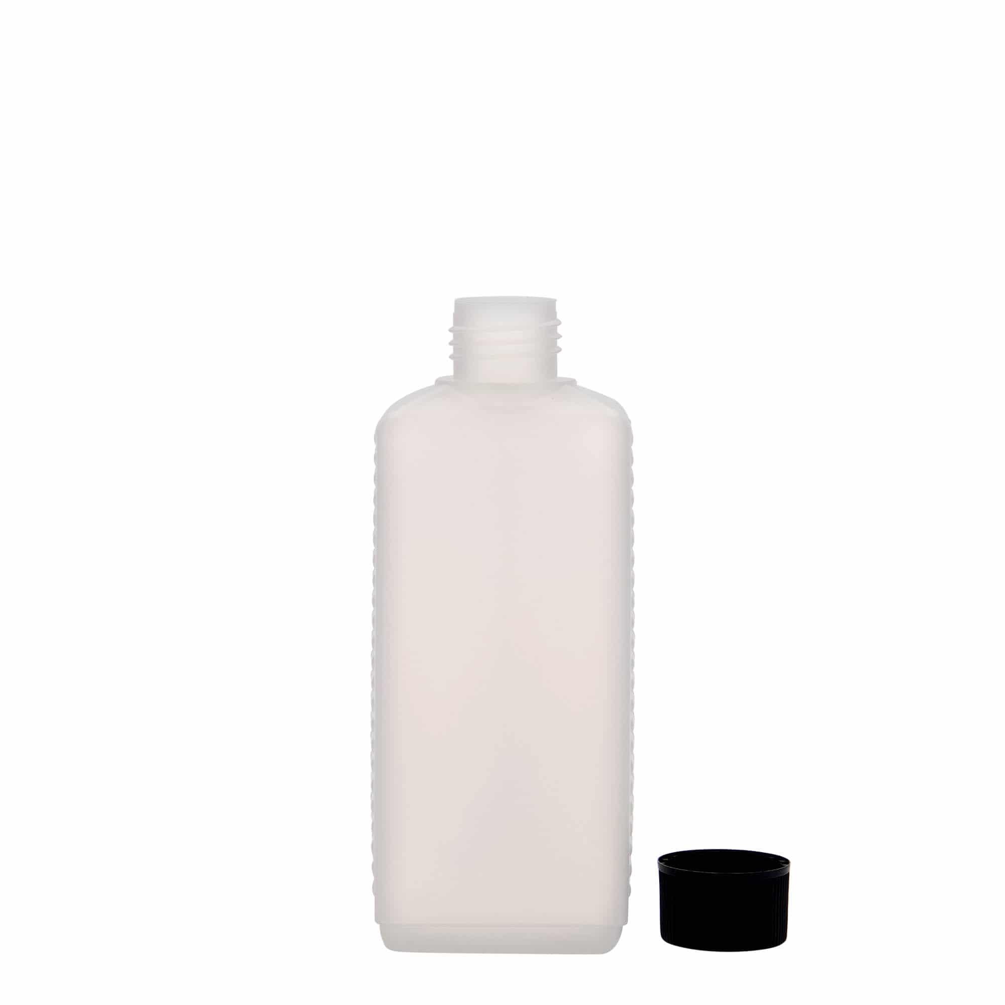 250 ml kanister boca, pravokutna, HDPE plastika, prirodna, grlo: DIN 25 EPE