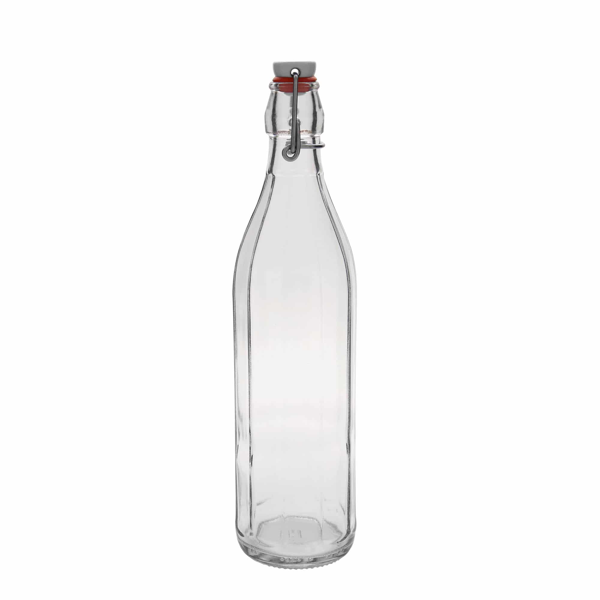 750 ml staklena boca 'Bravo', desetostrana, grlo: zatvarač s kopčom