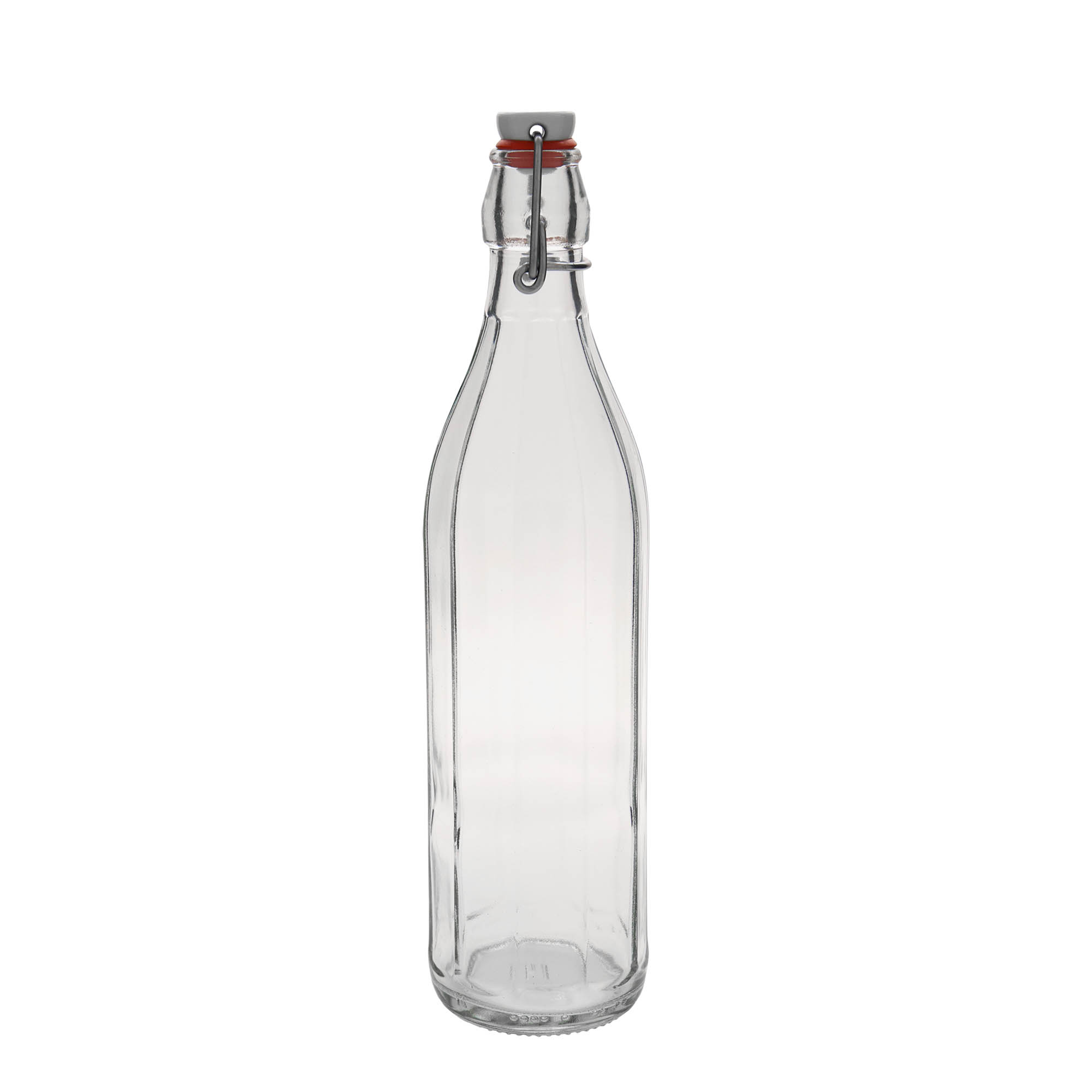 750 ml staklena boca 'Bravo', desetostrana, grlo: zatvarač s kopčom