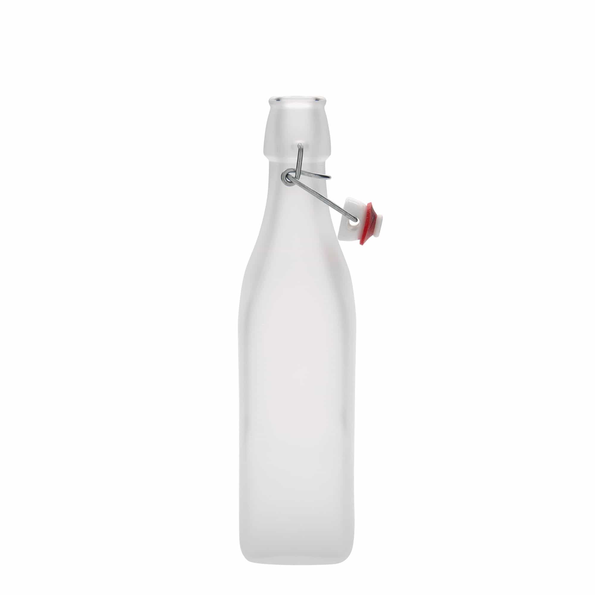 500 ml staklena boca 'Swing, četvrtasta, bijela, grlo: zatvarač s kopčom