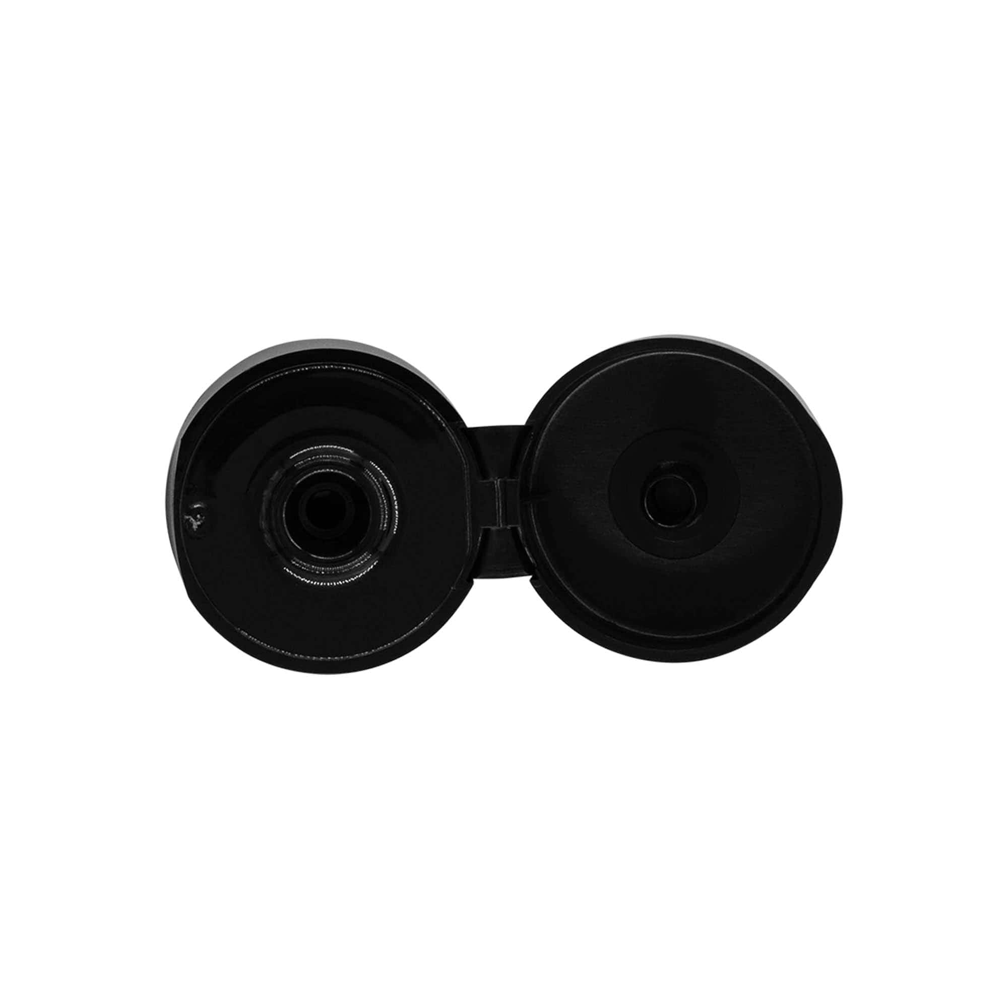 Navojni zatvarač s preklopnim šarkama, PP plastika, crni, za grlo: 24/410