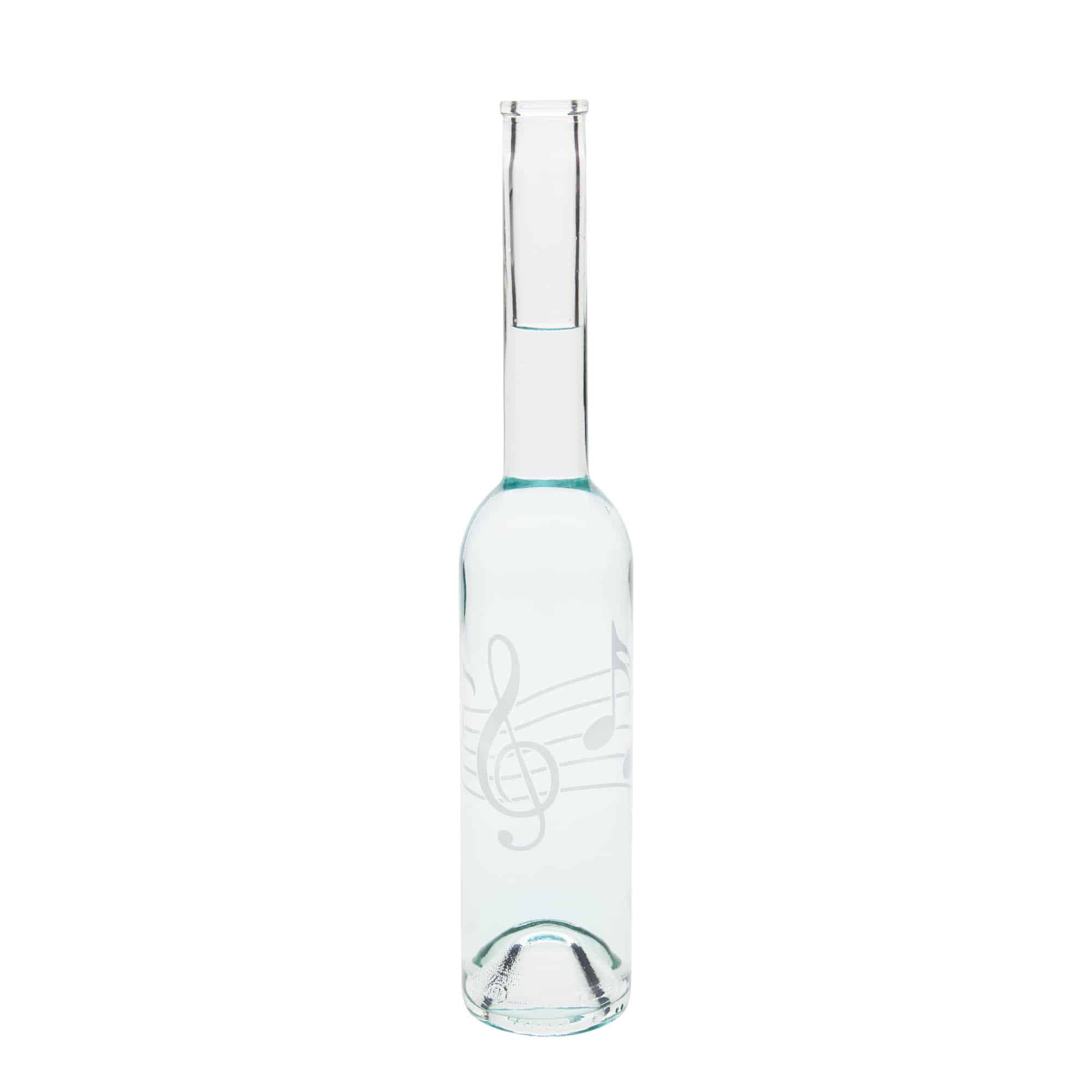 350 ml staklena boca 'Opera', motiv: glazbene note, grlo: plutani čep