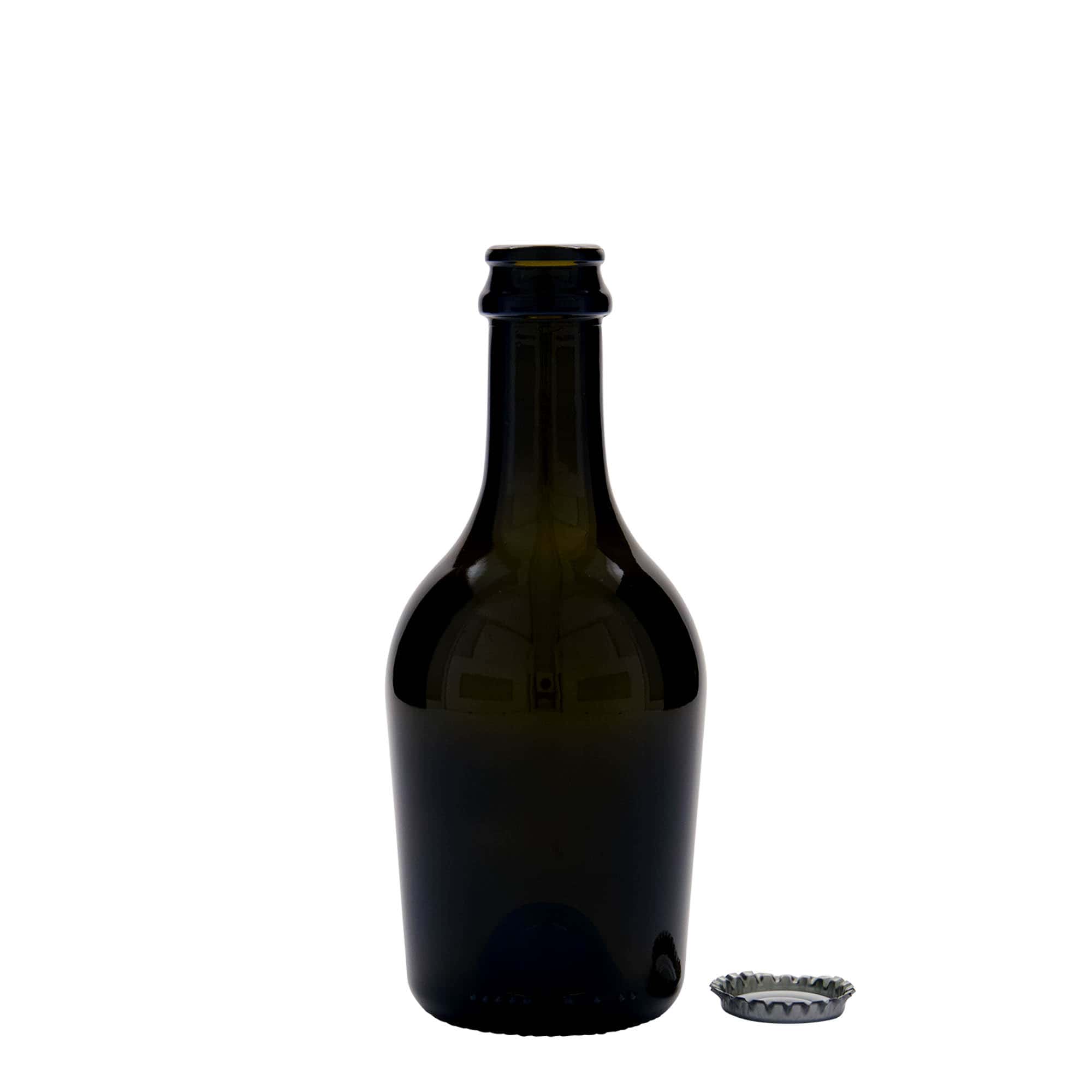 330 ml boca za pivo/šampanjac 'Butterfly', staklo, antikno zelena, grlo: krunski čep