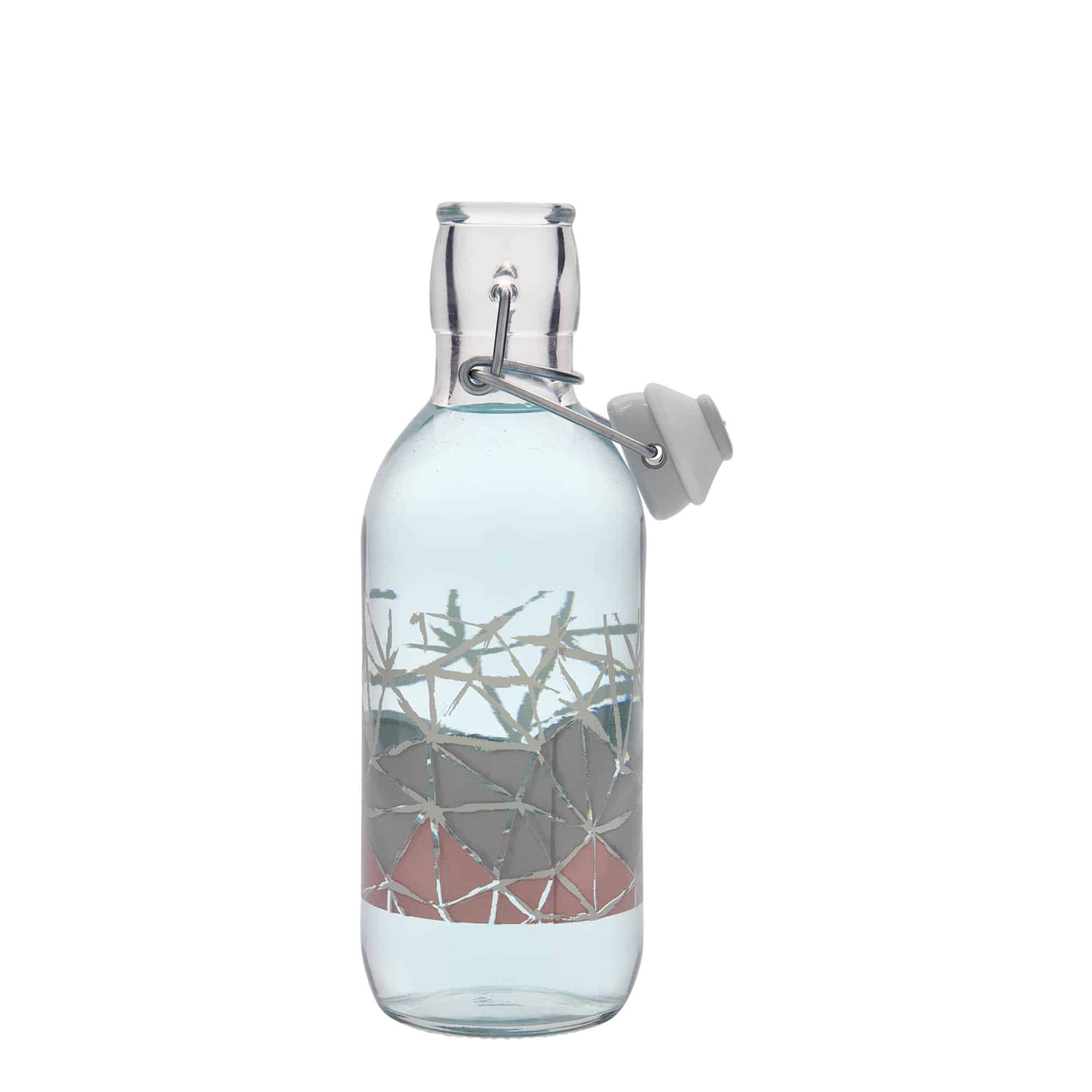 Staklena boca 500 ml 'Emilia', motiv: Manolibera rosa, otvor: mehanički zatvarač Staklena boca 500 ml 'Emilia', motiv: Manolibera rosa, otvor: mehanički zatvarač