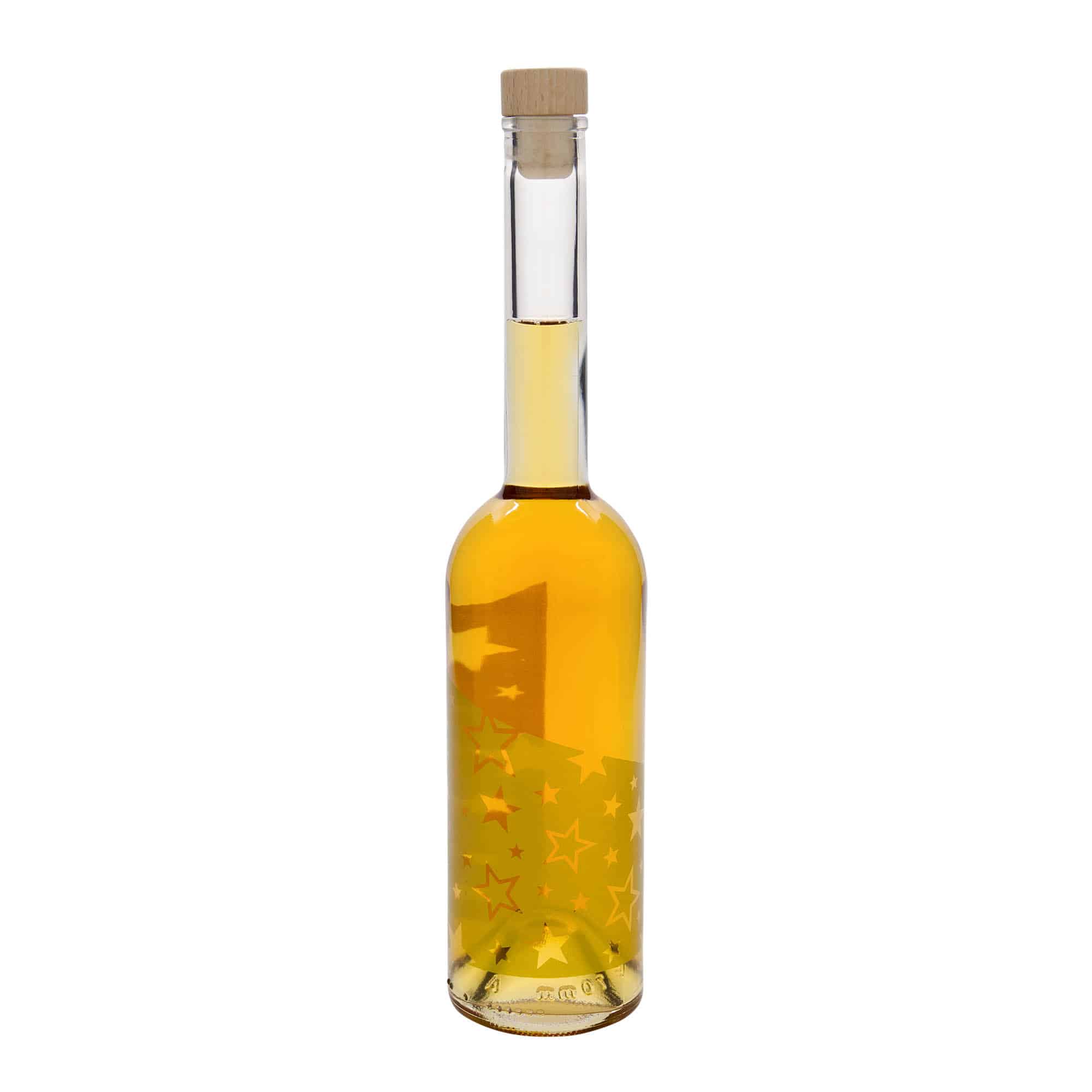 500 ml staklena boca 'Opera', motiv: zlatne zvjezdice, grlo: pluta