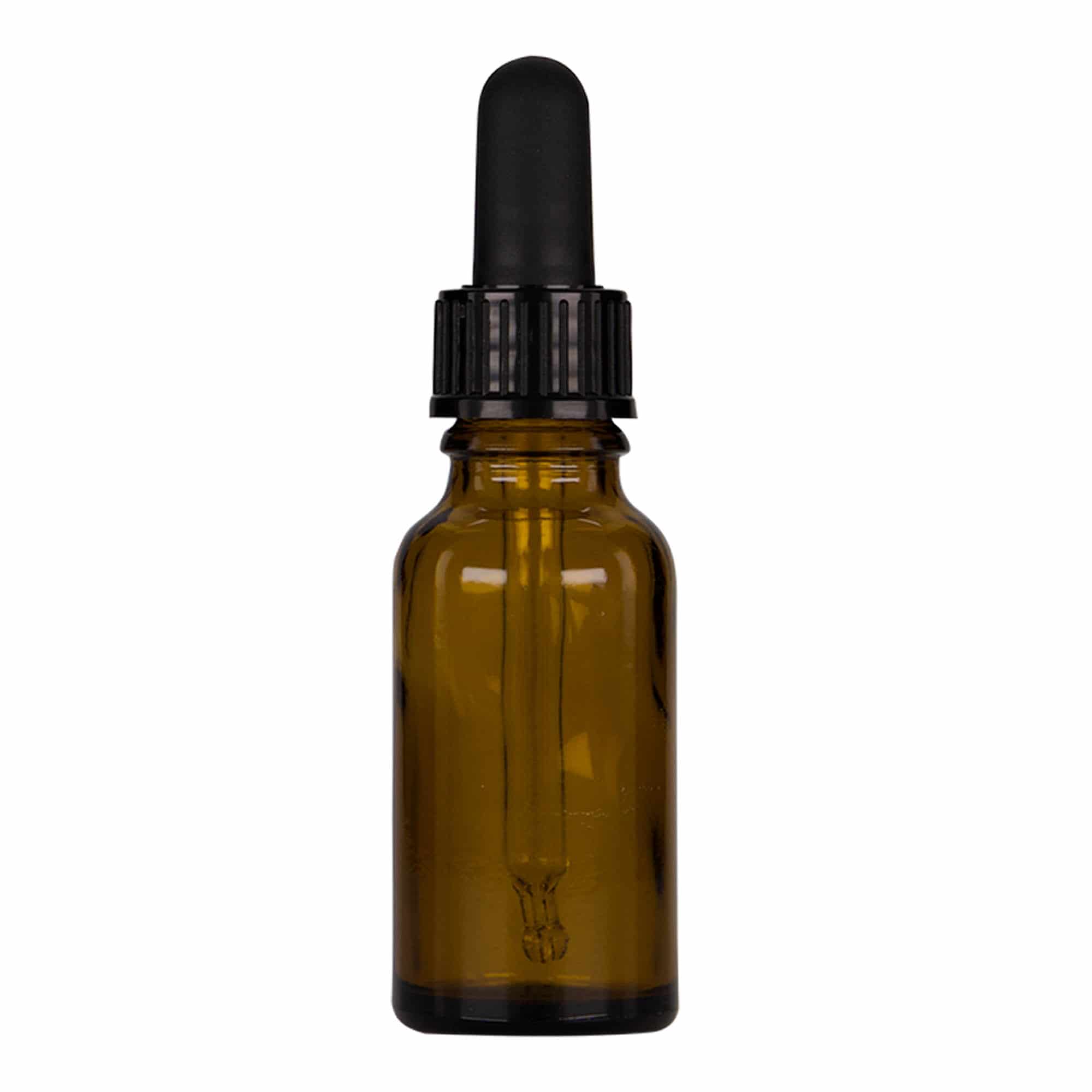 Farmaceutska bočica s pipetom 20 ml, staklo, smeđe-crna, otvor: DIN 18 Farmaceutska bočica s pipetom 20 ml, staklo, smeđe-crna, otvor: DIN 18